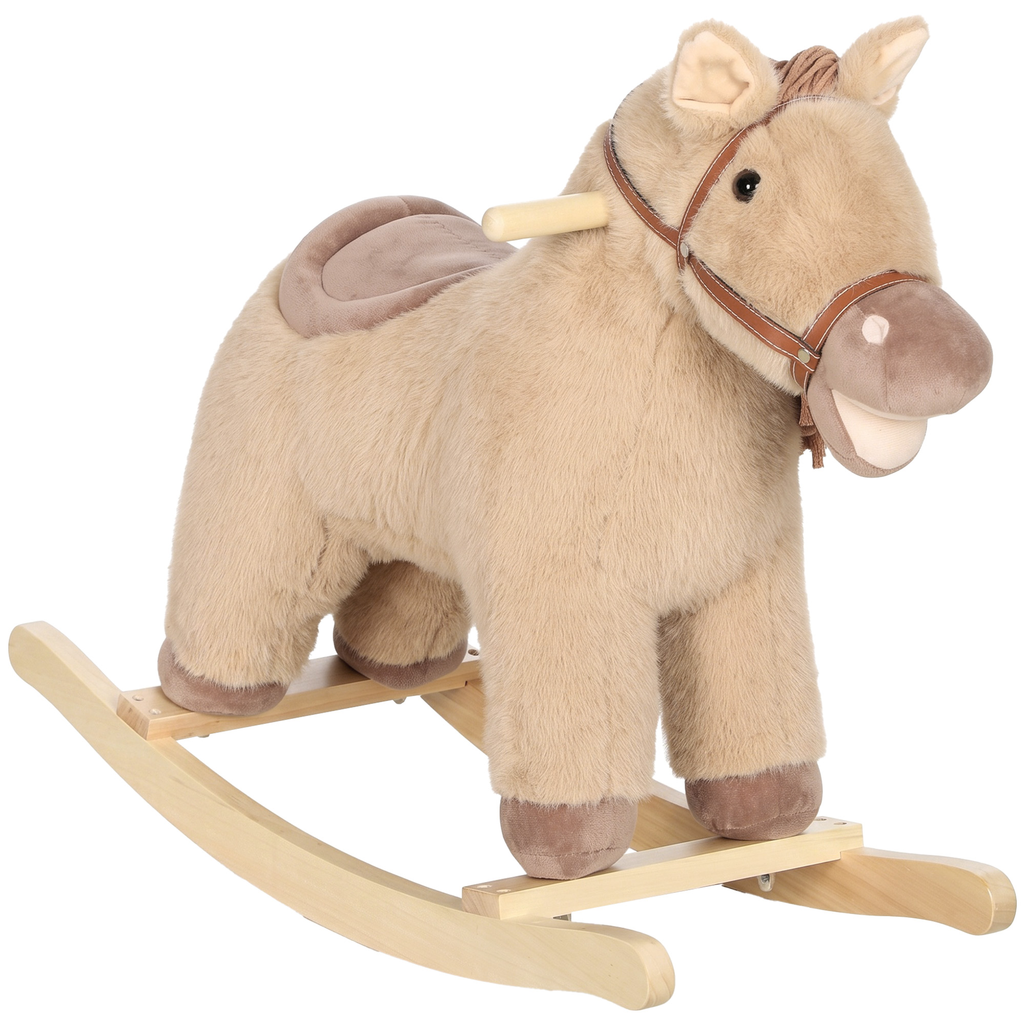 Qaba Baby Rocking Horse for Boys and Girls, Kids Rocking Horse with Realistic Sounds and Anti-Tip limiters