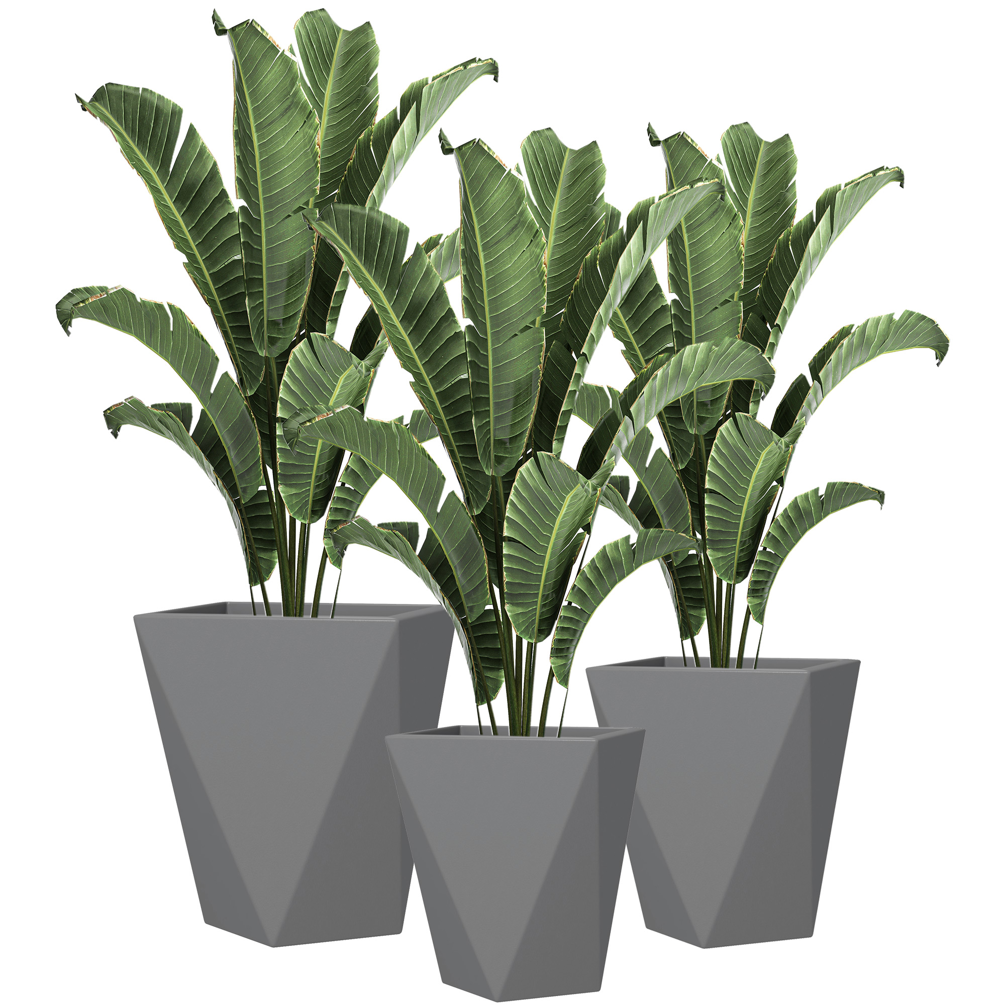 Outsunny Indoor Outdoor Planters Set of 3 MgO Tall Planters Stackable Flower Pots with Drainage Hole