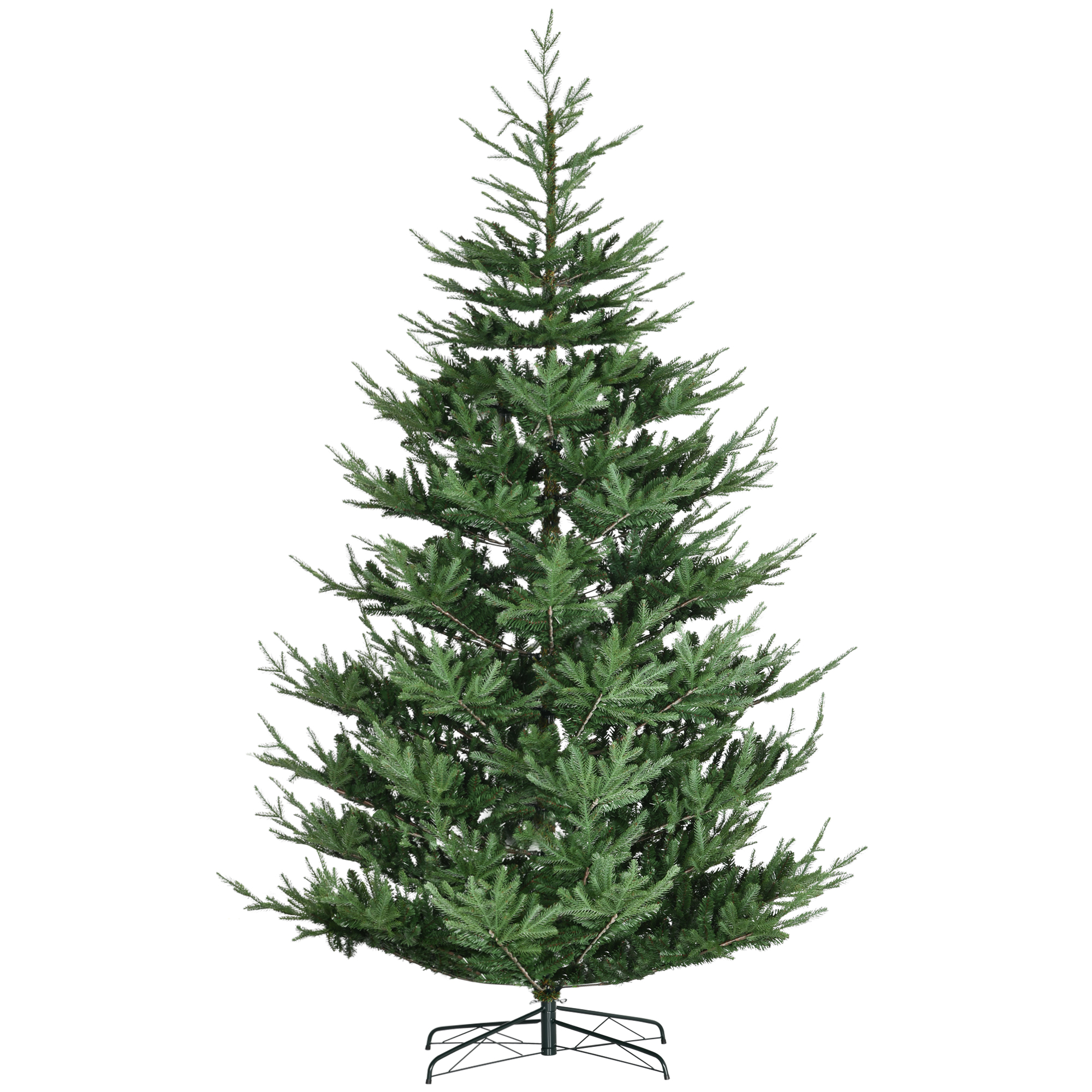 HOMCOM 9ft Artificial Christmas Tree, Pine Hinged Xmas Tree with 1939 Realistic Branches, Steel Base, Auto Open, Green