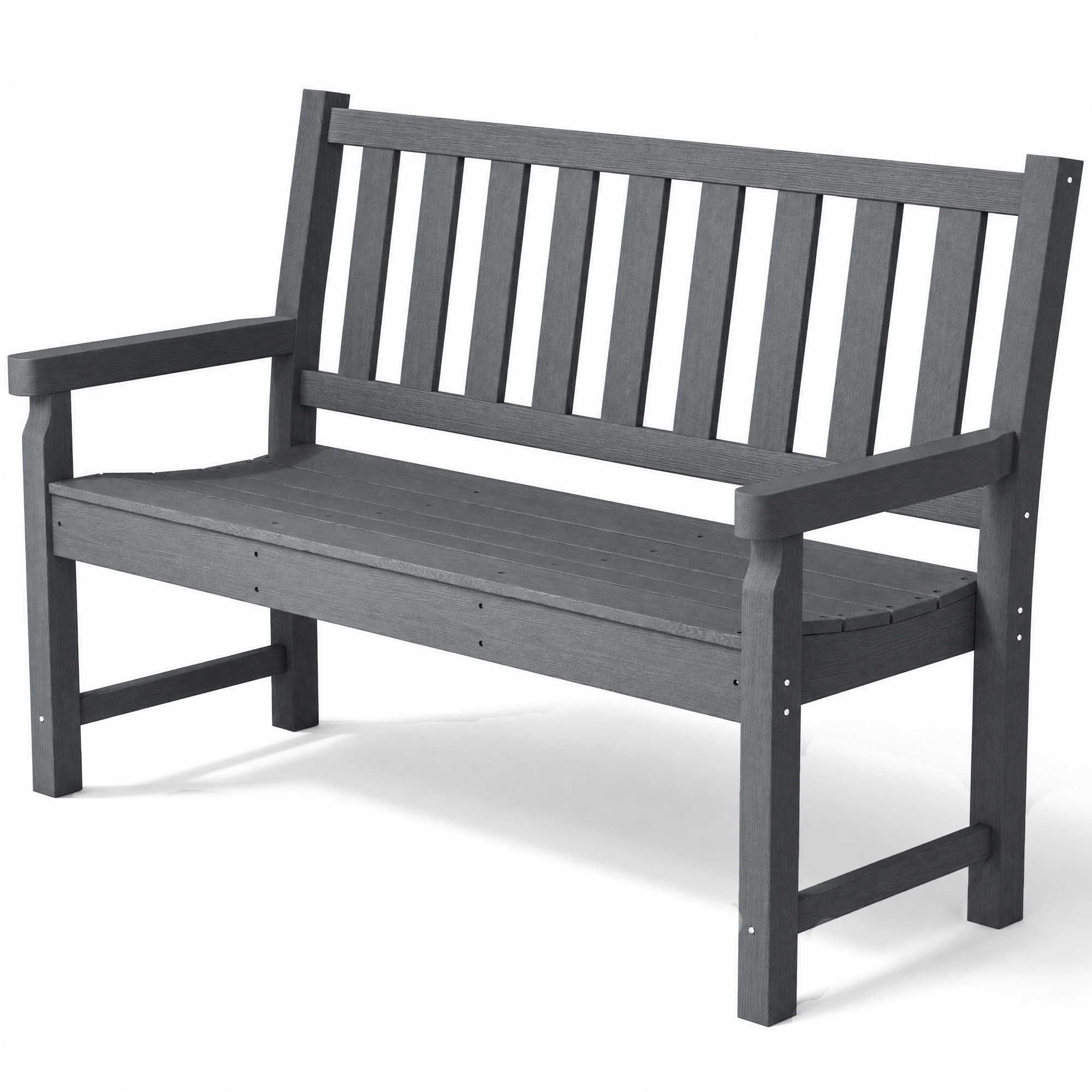 Outsunny 2-Person Garden Bench, HDPE Outdoor Bench with 530 lbs Capacity, Curved Seat for Backyard, Park, Porch, Lawn, Black