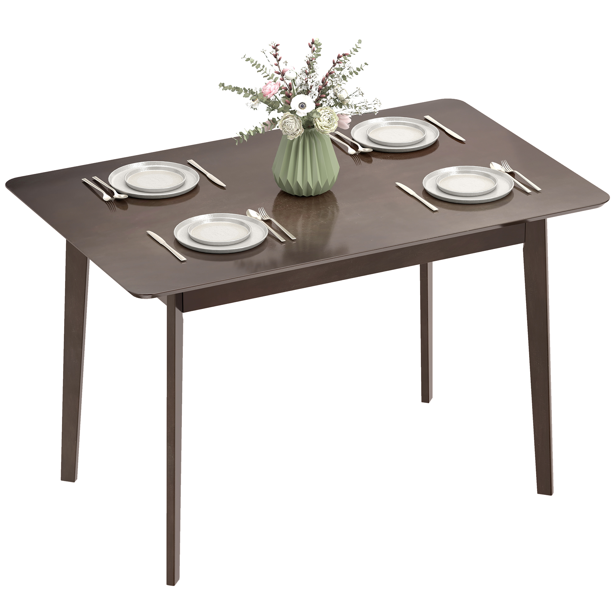 HOMCOM 47.2" Rectangle Dining Table for 4, Mid-Century Modern Kitchen Table with Rubber Wood Frame f