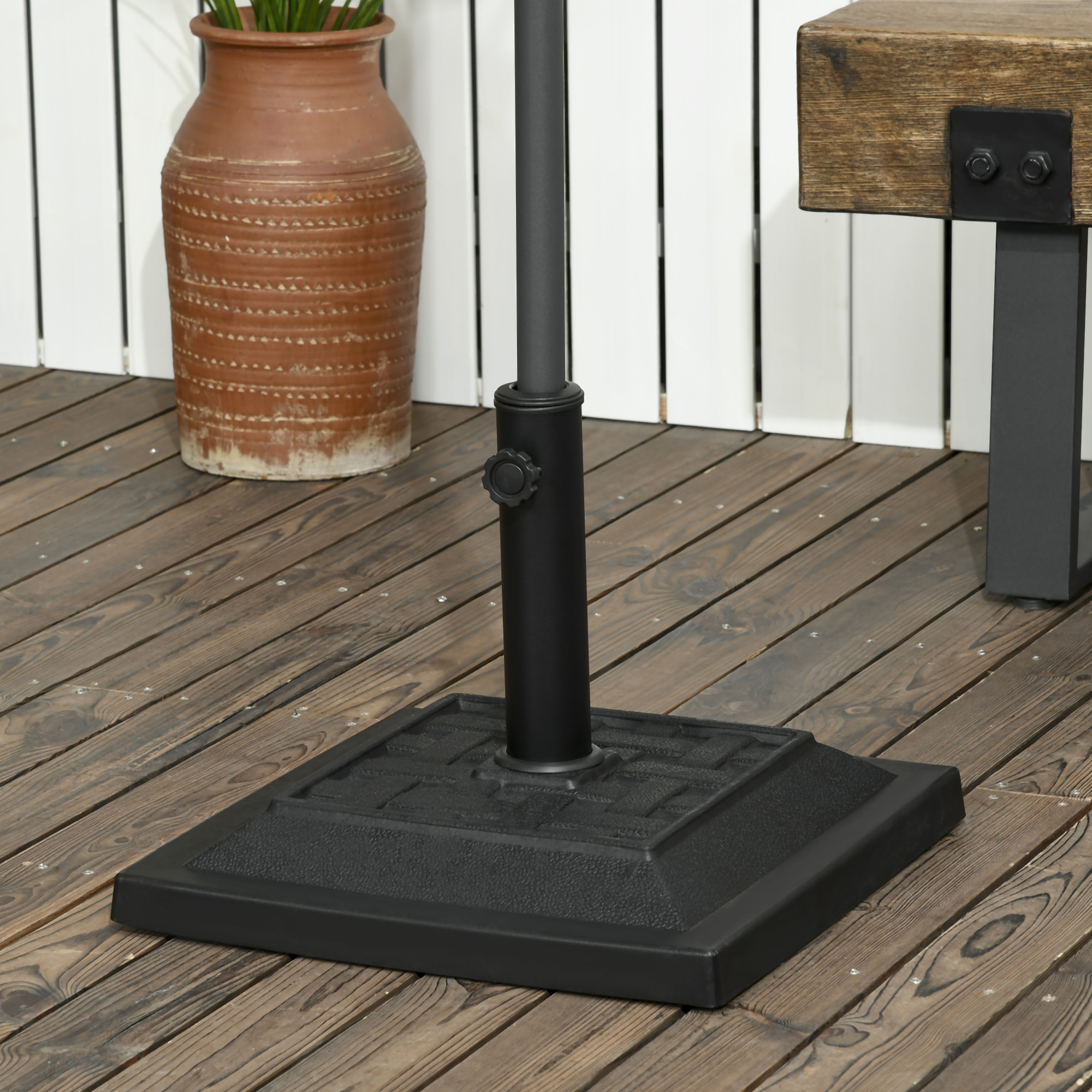 Outsunny 26 lb Heavy Duty Square Resin Patio Umbrella Base for Outdoor Garden Backyard Black Aosom Canada