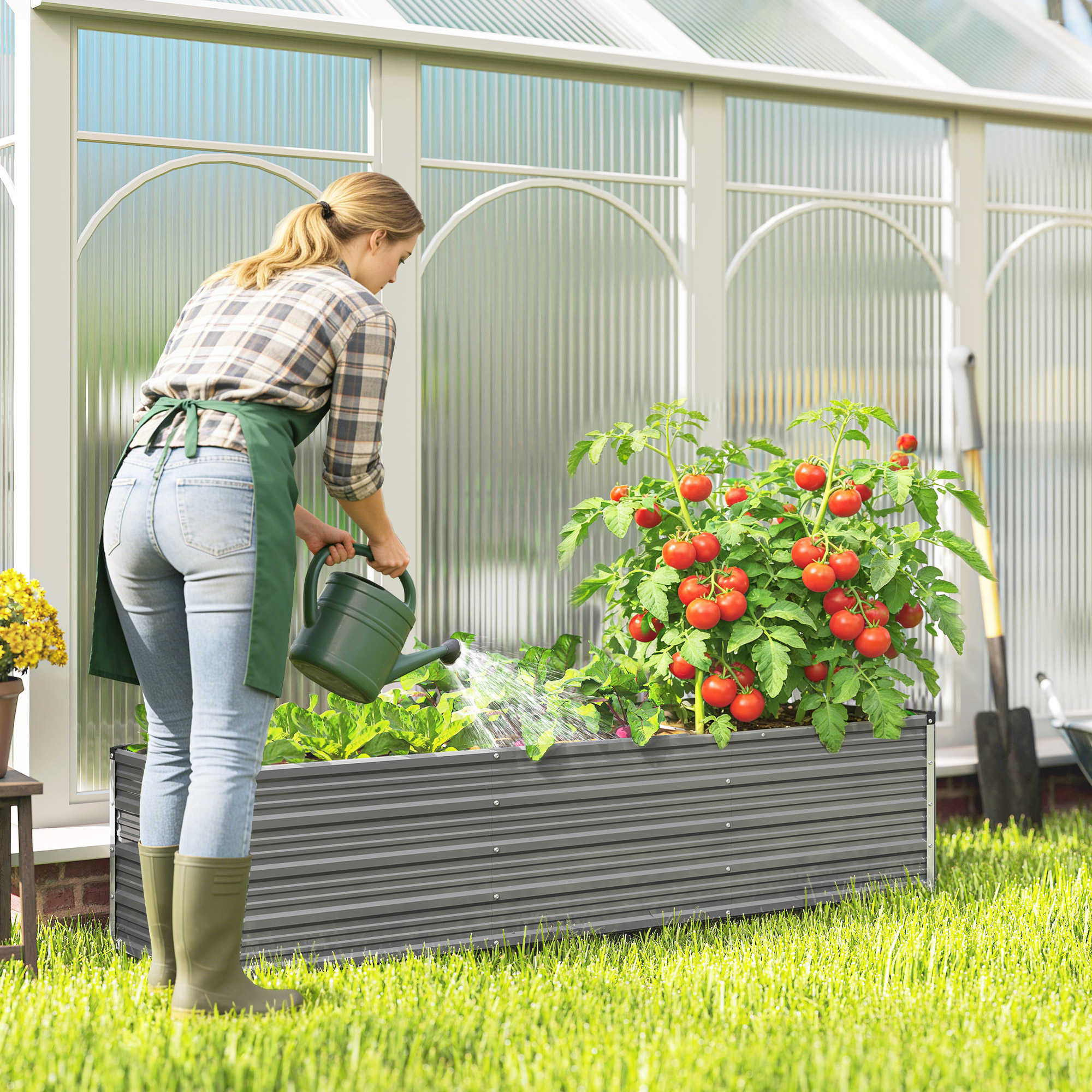Outsunny 6' x 1.5' x 1.3' Galvanized Raised Garden Bed, Elevated Large Metal Planter Box w/ Install Gloves, Light Grey Aosom Canada