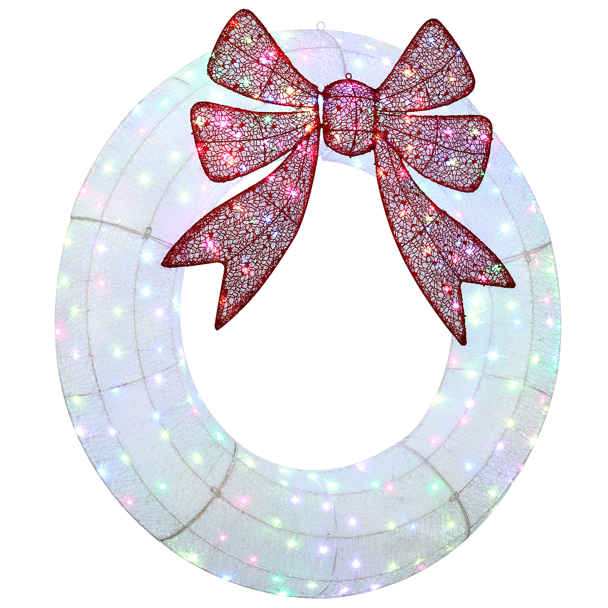 Outsunny 48 Inch Lighted Wreath Decoration with Dual Color LED, Christmas Wreath with Daily Timer, Remote for Indoor Outdoor