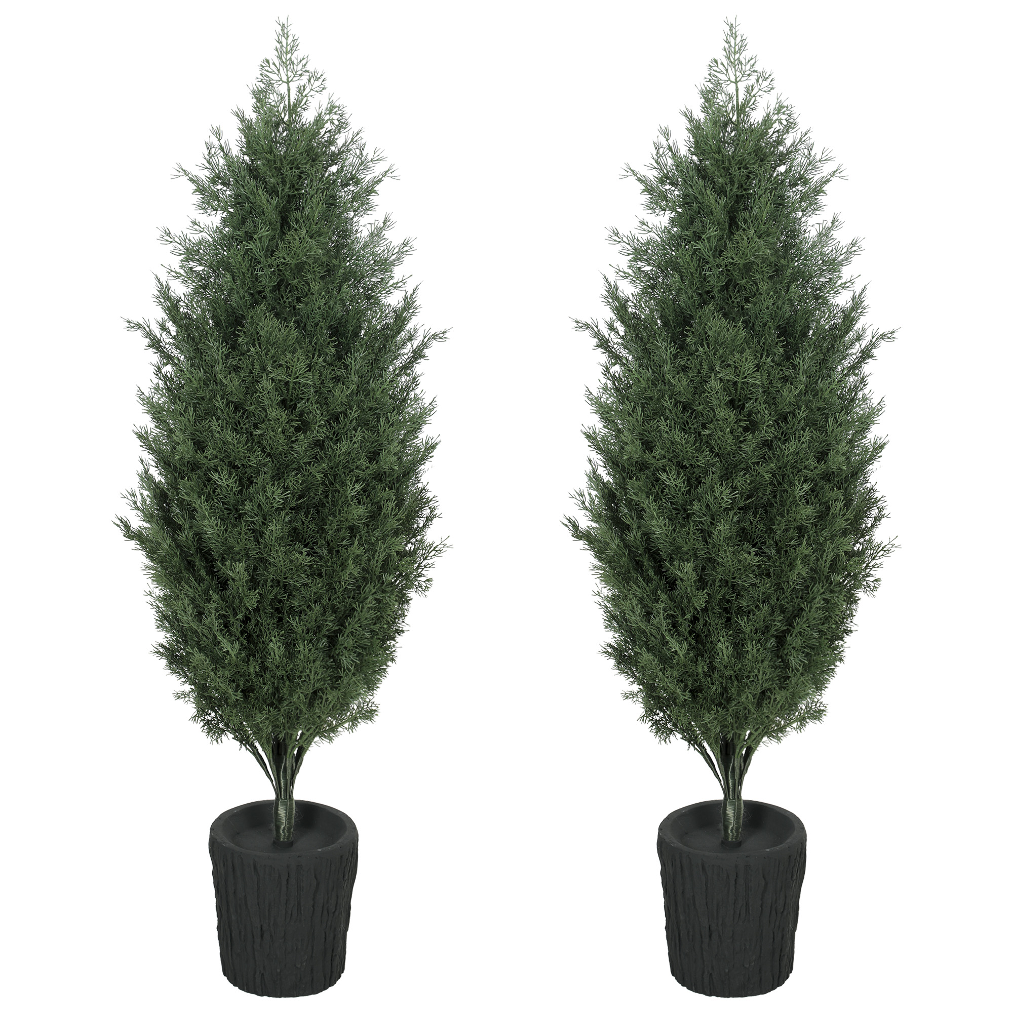 HOMCOM 4ft Artificial Christmas Tree Set of 2, UV Resistant Faux Cedar Tree with 291 PE Branch Tips and Pot, Green