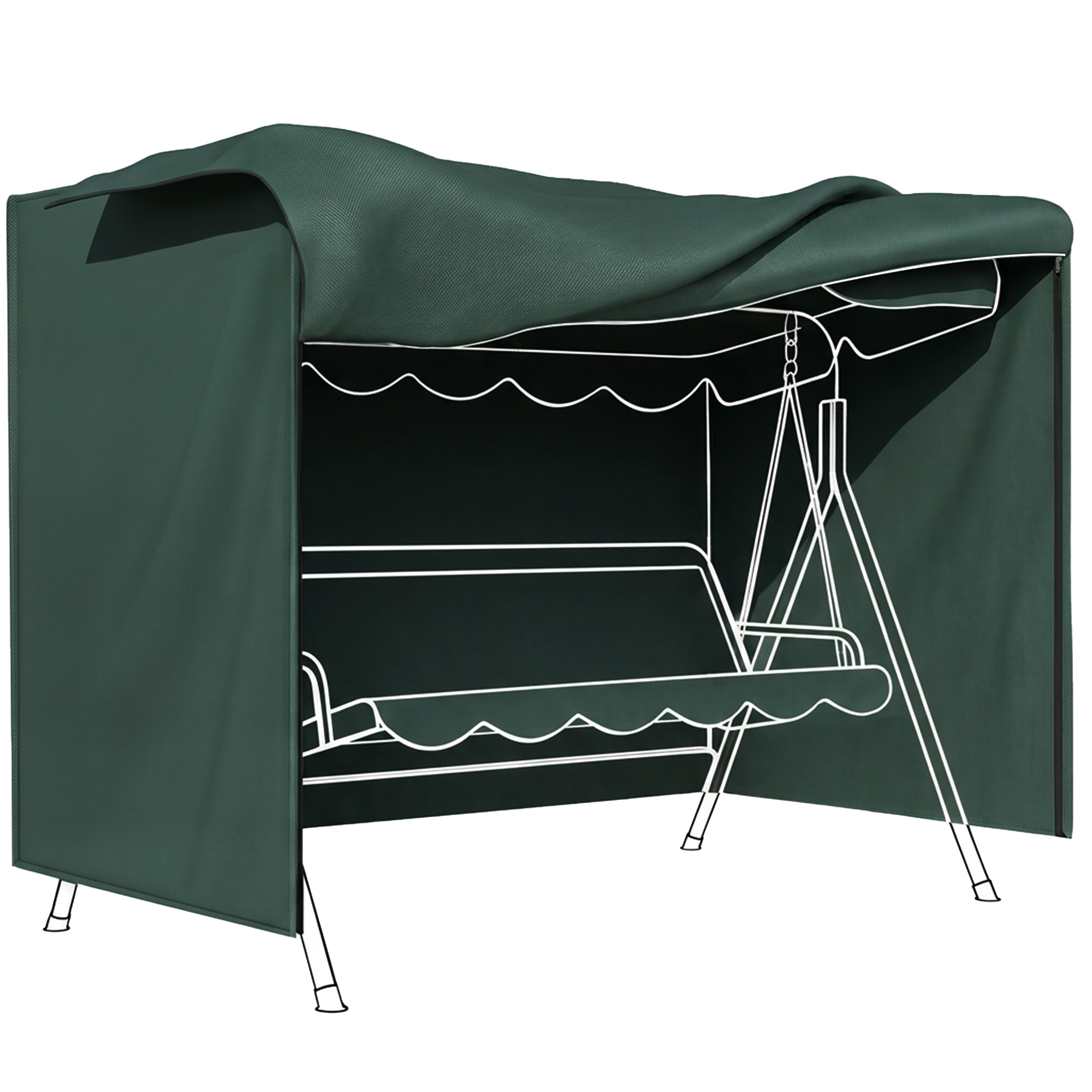 Outsunny Outdoor Patio Hammock Porch Swing Cover with UV, Water, & Dust Fighting Material, 81" x 49" x 65", Dark Green