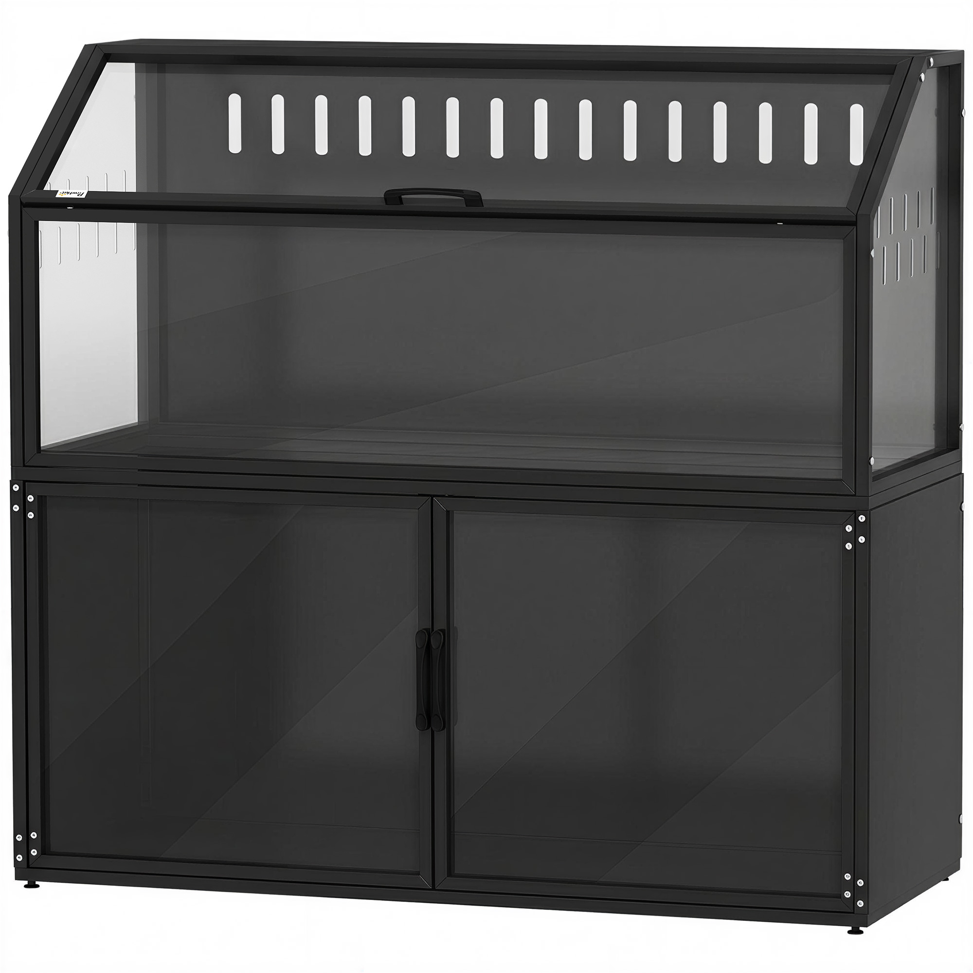 PawHut Hamster Cage with Storage Cabinet, Small Animal Cage with Easy View Acrylic Panels and Openable Top, Guinea Pig Habitat