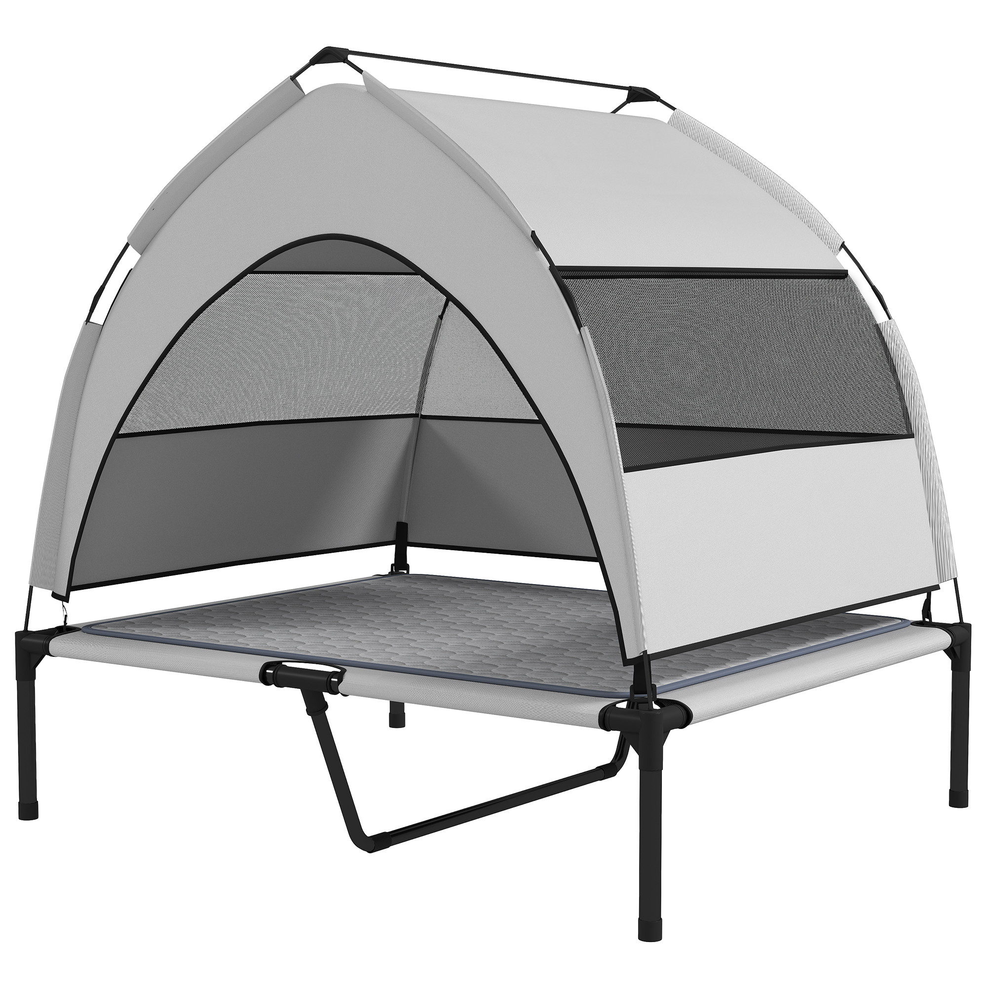 PawHut "PawHut Elevated Dog Bed with Removable Canopy, Portable Outside Raised Pet Cot with Cooling Pad, Storage Bag, 36"" x 29.5"" x 35""" - $57.99 at Aosom US