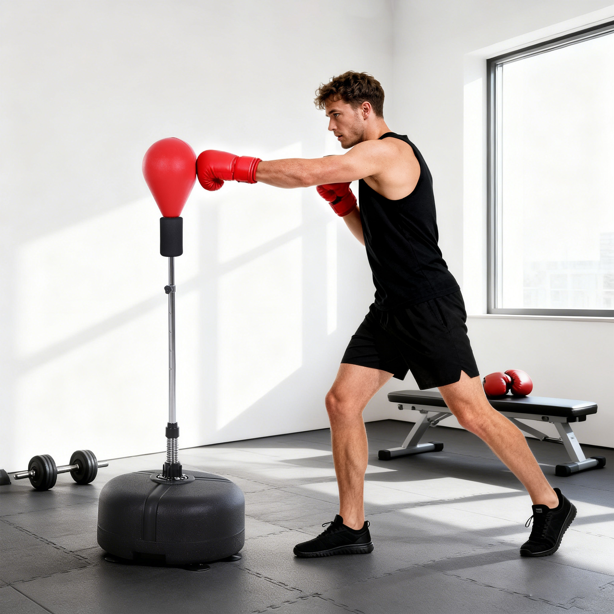 Soozier Adjustable Height Free Standing Boxing Bag Set with 6 Suction Cups and Boxing Gloves, for Exercise Training Aosom Canada