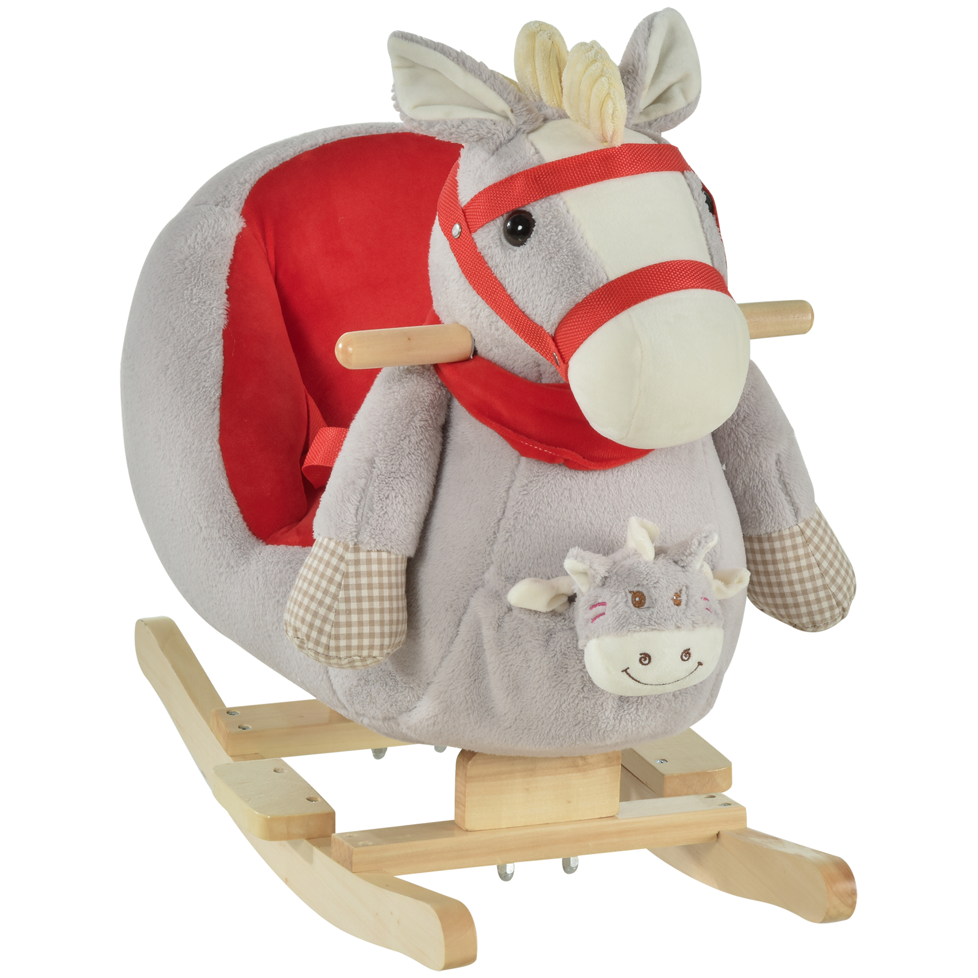 Qaba Qaba Interactive Kids Rocking Horse Toy, Gray with Cradlesong & Hand Puppet, Ideal for 18-36 Months, Traditional Gift | Aosom.com - $61.99 at Aosom US