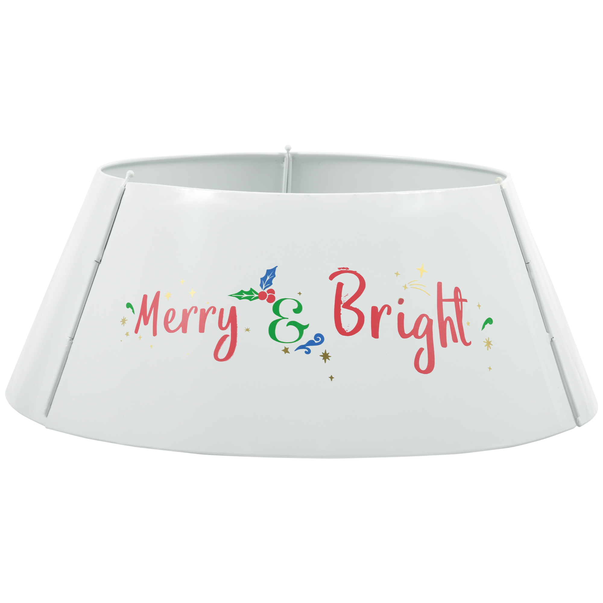 HOMCOM Christmas Tree Collar, Steel Tree Ring Skirt, Home Xmas Decoration for Christmas Tree, 26" x 26" x 11", Cream White