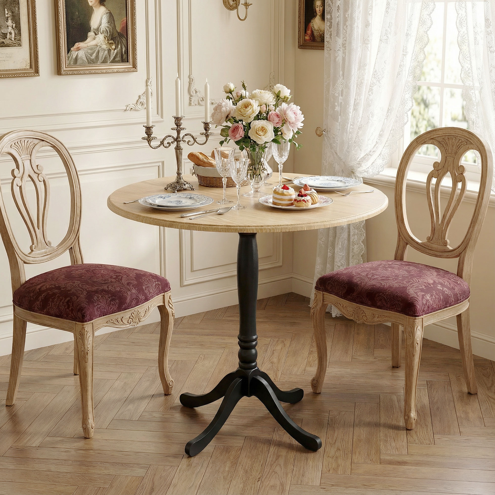 HOMCOM Dining Table for 2-4 People, Modern Round Kitchen Table with Pedestal Steel Base, 80cm, Natural Wood and Black Aosom Canada