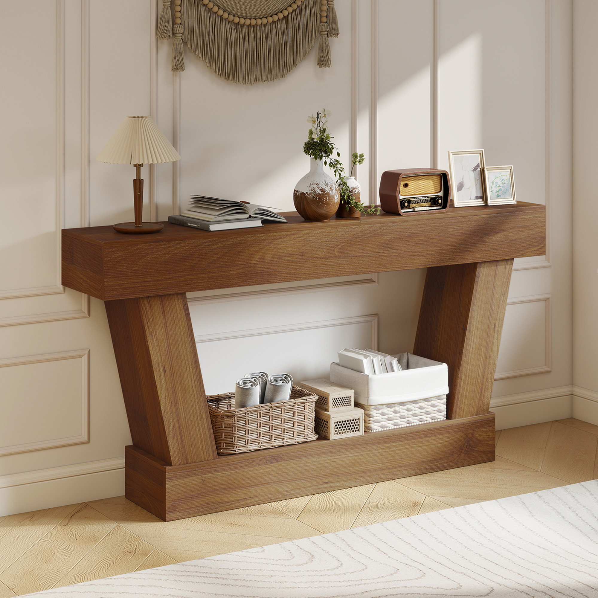 HOMCOM Console Table Vintage 63 Inch Narrow Entryway with Open Shelf for Living Room Hallway Furniture Dark Brown Aosom Canada