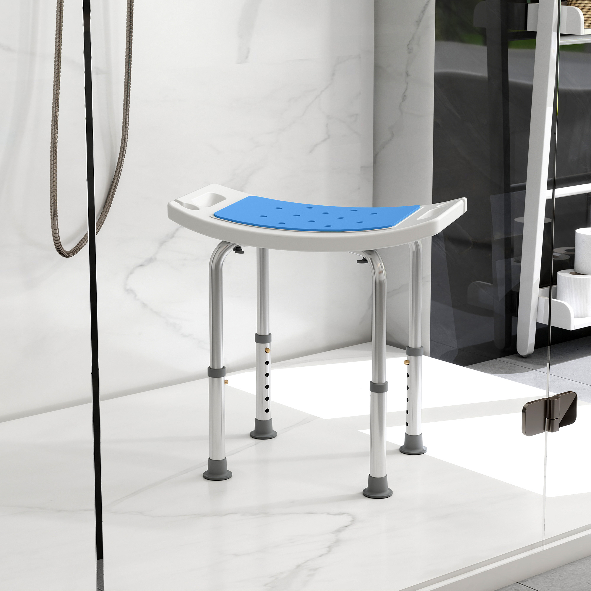 HOMCOM Adjustable Shower Chair for Bathroom Safety Shower Stool with Suction Cup Feet EVA Padded 300lbs Aosom Canada