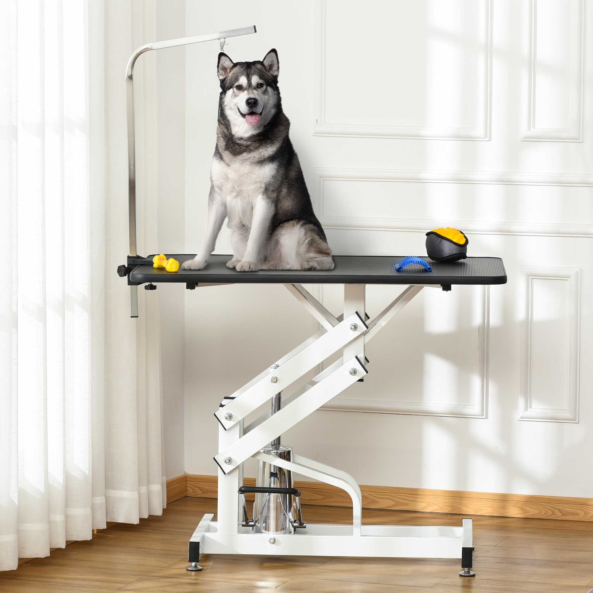 PawHut Deluxe Professional Z-Lift Hydraulic Pet Dog Grooming Table with Arm Noose Aosom Canada