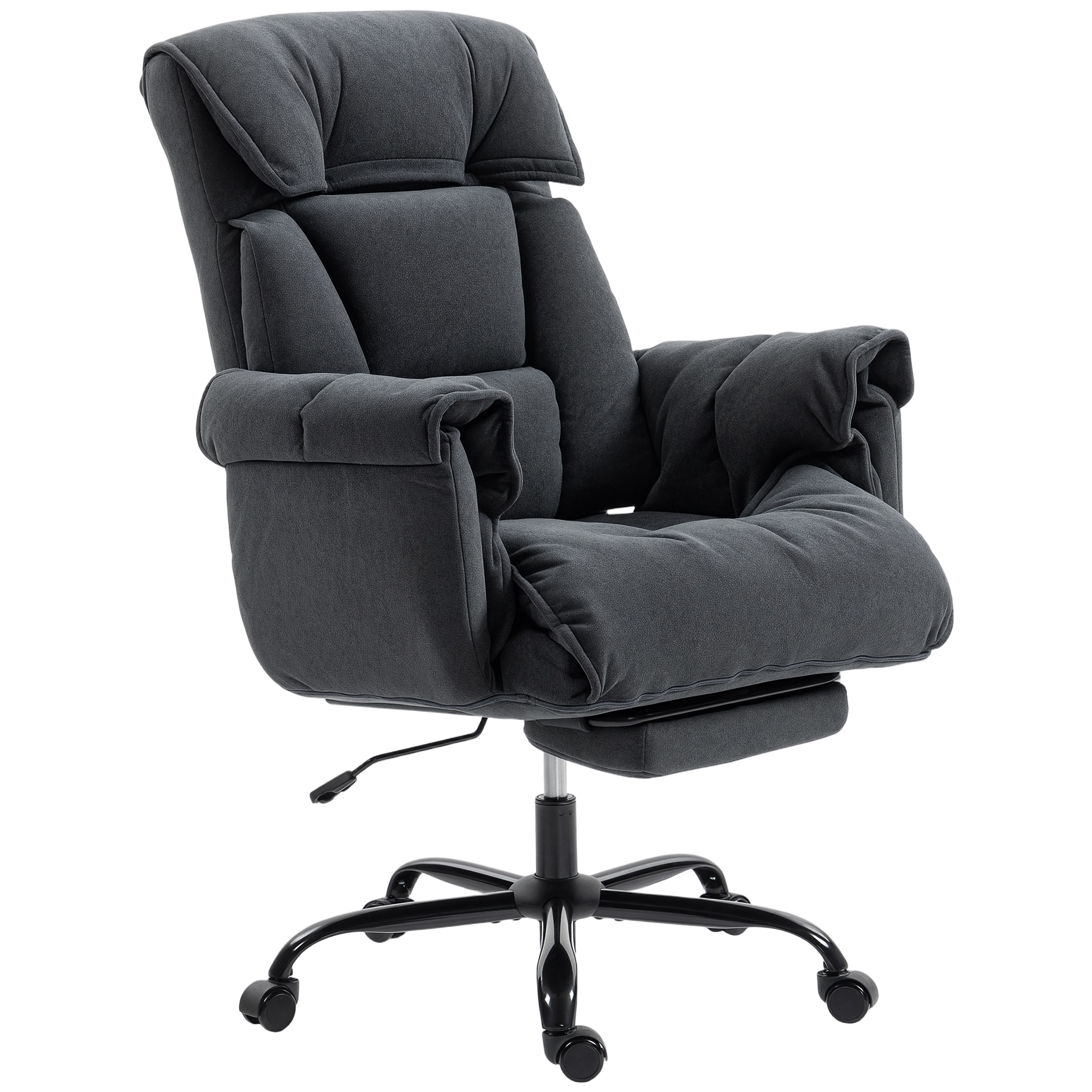 HOMCOM High Back Office Chair, Reclining Desk Chair with Footrest, High Resilience Foam, Rolling Wheels, Dark Gray