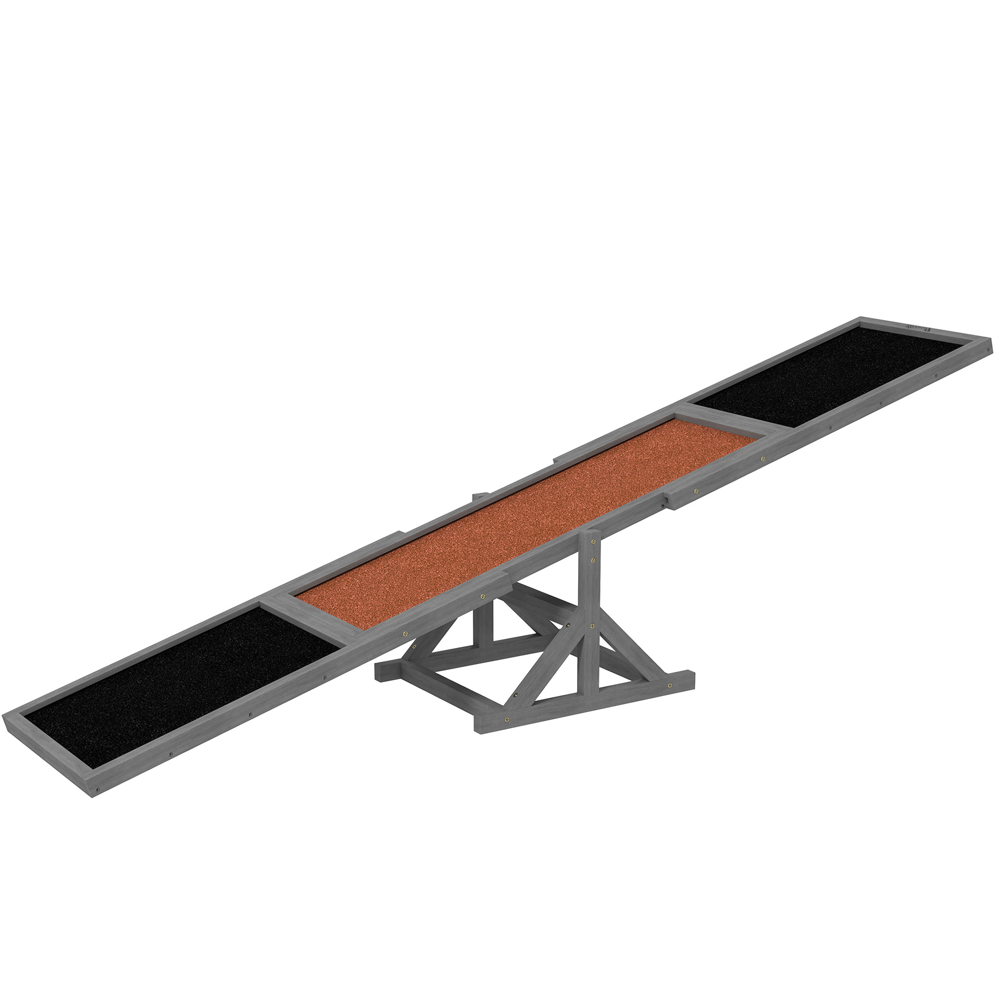 "PawHut Wooden Dog Agility Seesaw for Training and Exercise, Weather Resistant, 83"" L x 16"" W x 14"" H, Gray"