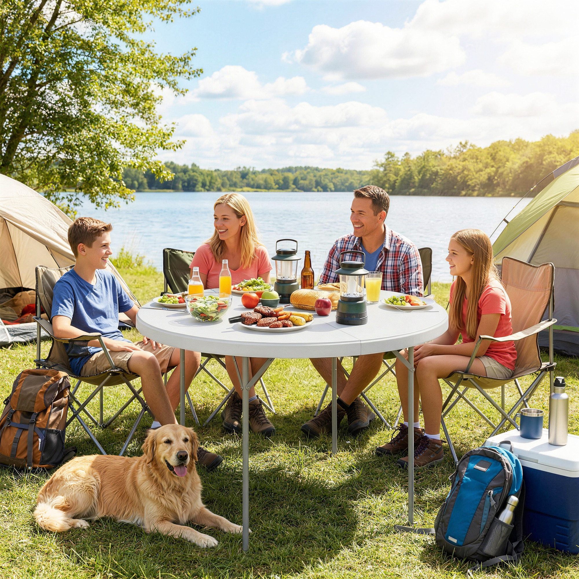 Outsunny 4ft Plastic Folding Picnic Table, Camping Table with Anti-Slip Foot Pads, Indoor Outdoor for Beach, BBQ, White | Aosom Canada