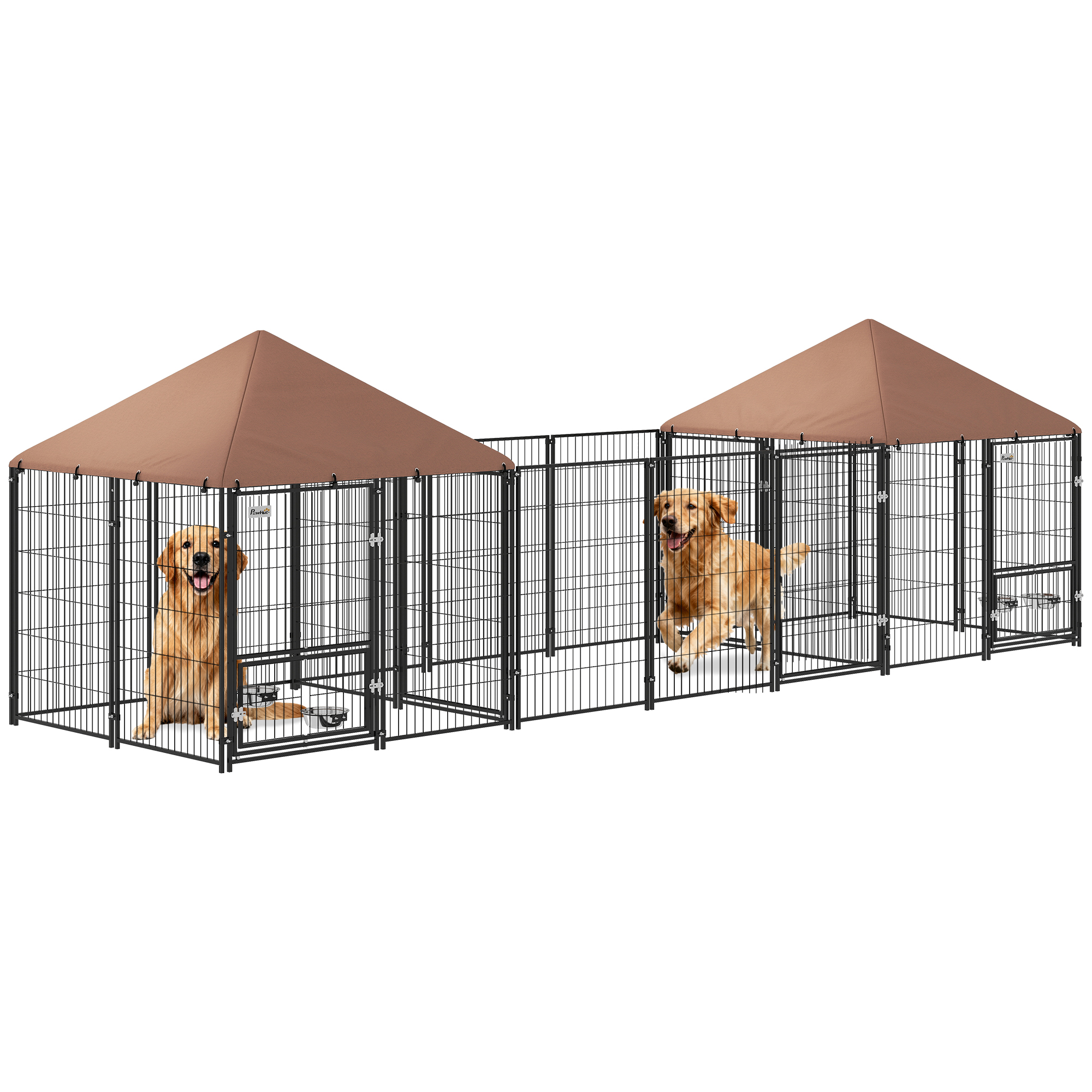 PawHut Large Outdoor Dog Kennel with 2 Rooms, Rotating