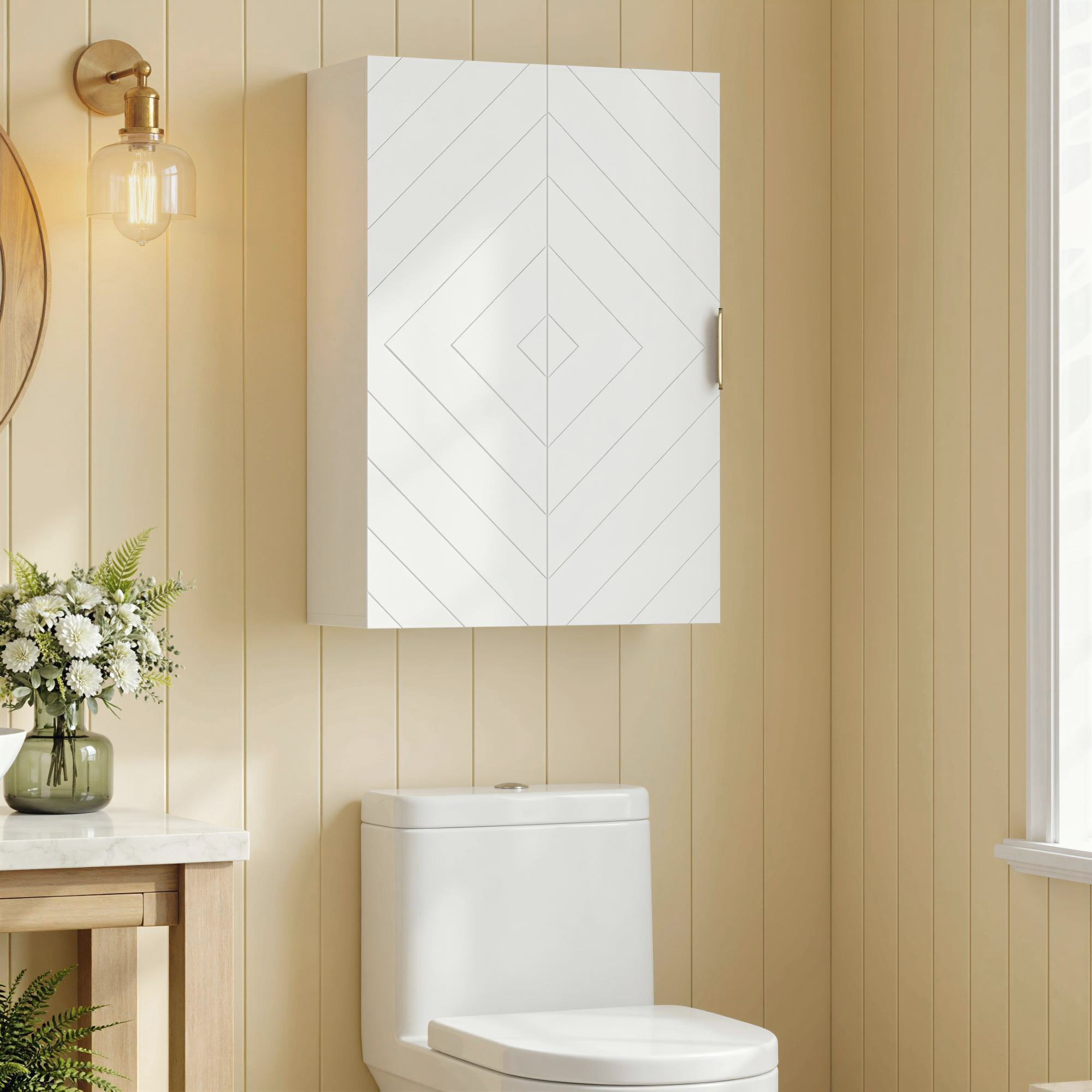 kleankin Bathroom Medicine Cabinet, Modern Wall Cabinet with Adjustable Shelves and Single Door for Laundry Room Aosom Canada