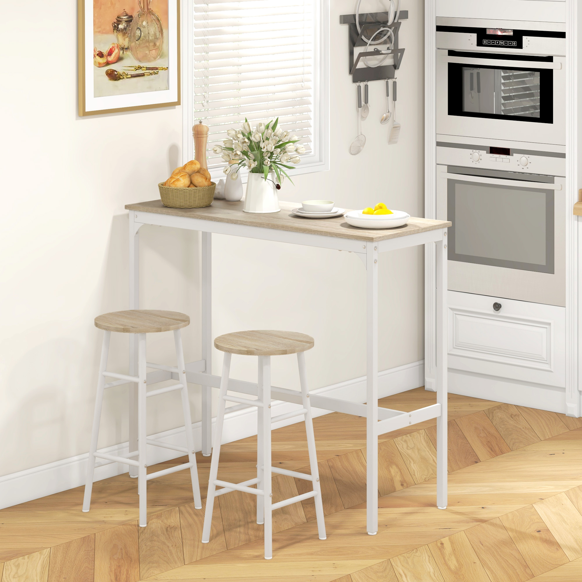 HOMCOM 3-Piece Counter Height Bar Table and Chairs, Dining Table and Chairs Set for 2, Pub Table and Chairs Aosom Canada