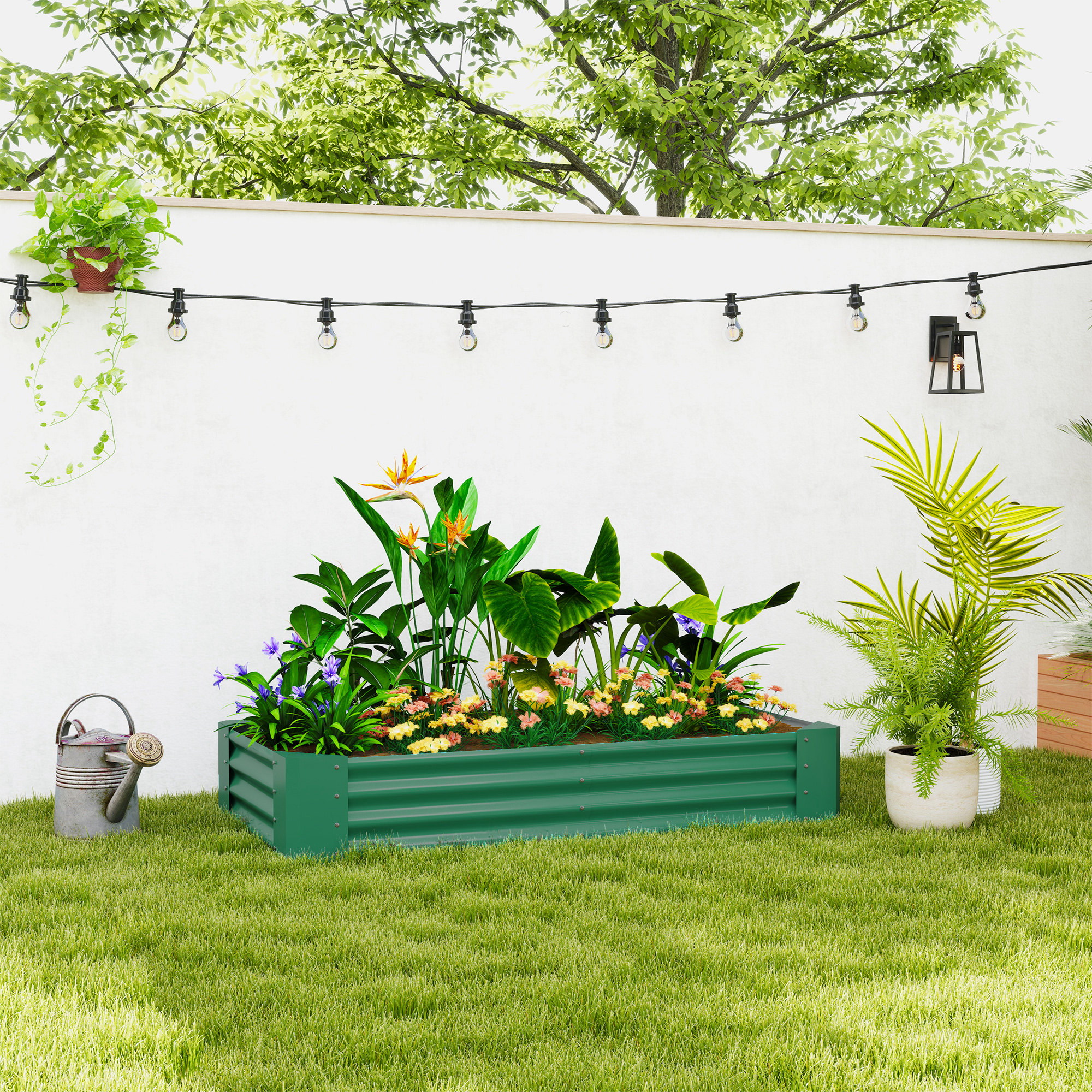Outsunny 6 x 3 x 1ft Galvanized Raised Garden Bed, Reinforced Outdoor Planter Box with Open Bottom, Green Aosom Canada