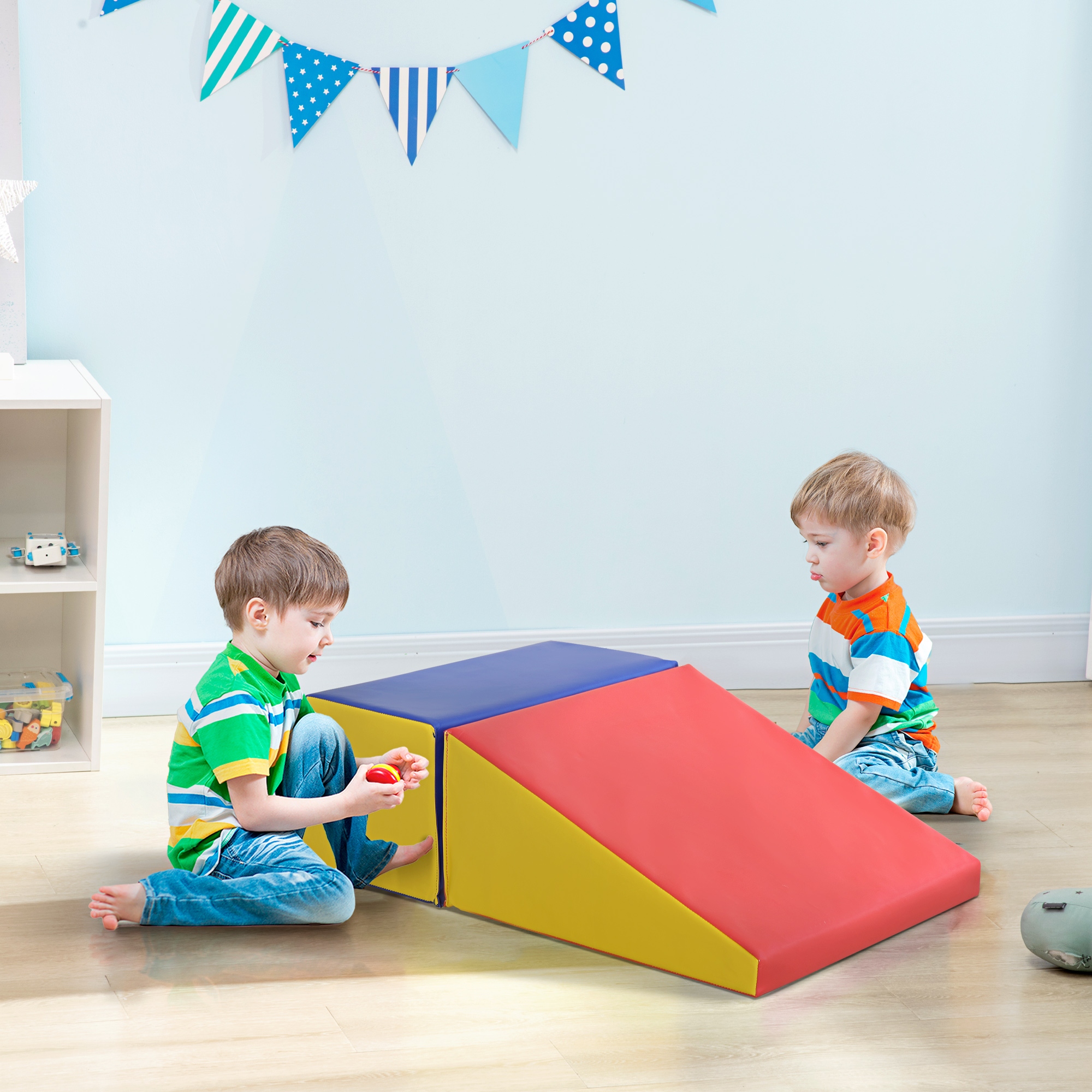 Soozier Soft Playscape: 2-Piece Foam Climb & Crawl Activity Set for Toddlers, Multicolor Learning Fun Aosom Canada