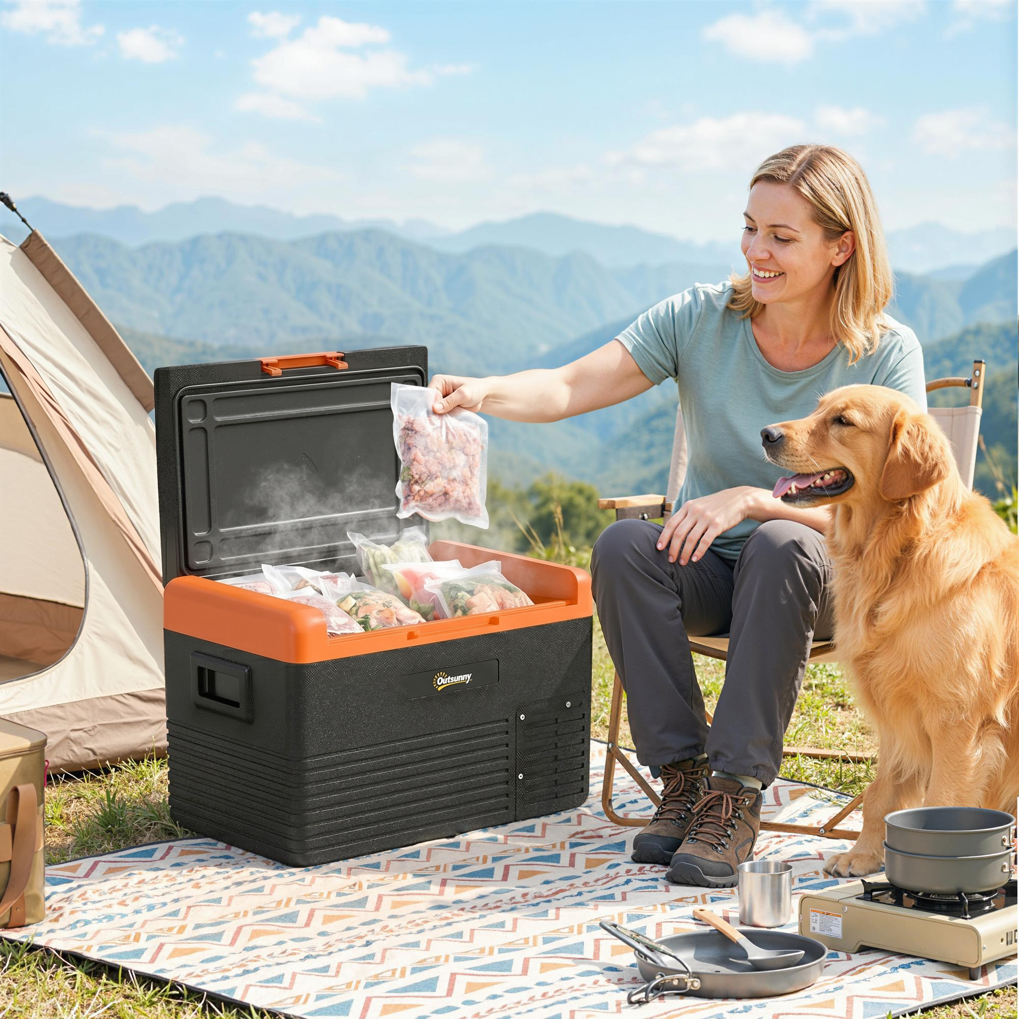 Outsunny Portable Chill: 32 Quart Compact Car Refrigerator Electric Cooler Box for Camping Picnic, 12/24V DC and 100-240V AC Aosom Canada