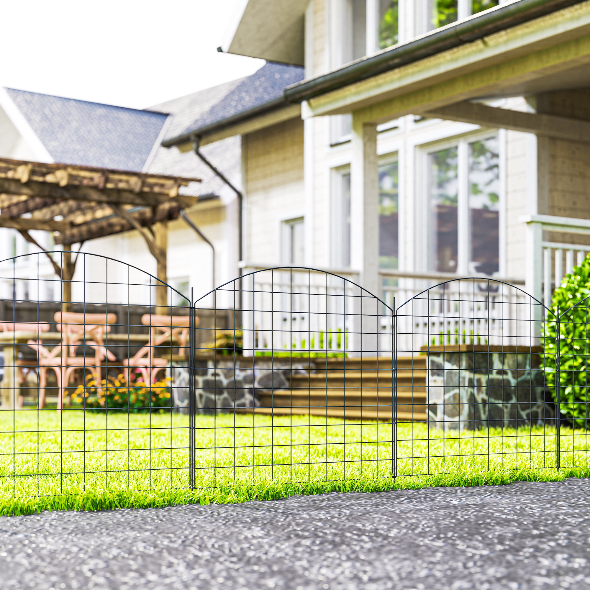 Outsunny Metal Garden Fence, Decorative Fence Set of 6, 181.1" x 38.2", Vegetable Fence, Path Border, Garden Edging, Black Aosom Canada