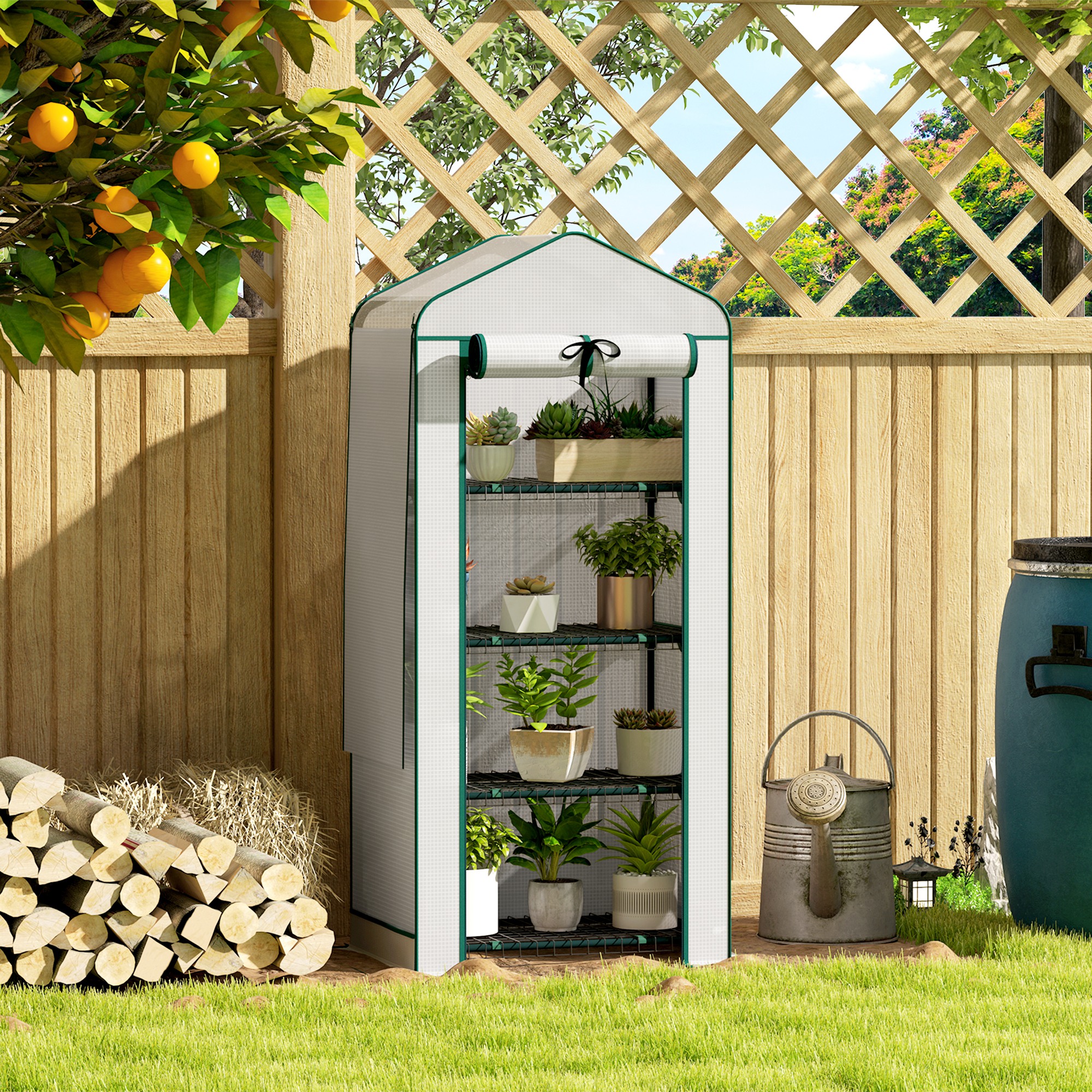 Outsunny Mini Greenhouse with Screen Roof, Portable Small Greenhouse with Roll-Up Zipper Door, 27.6" x 19.7" x 62.2", White Aosom Canada