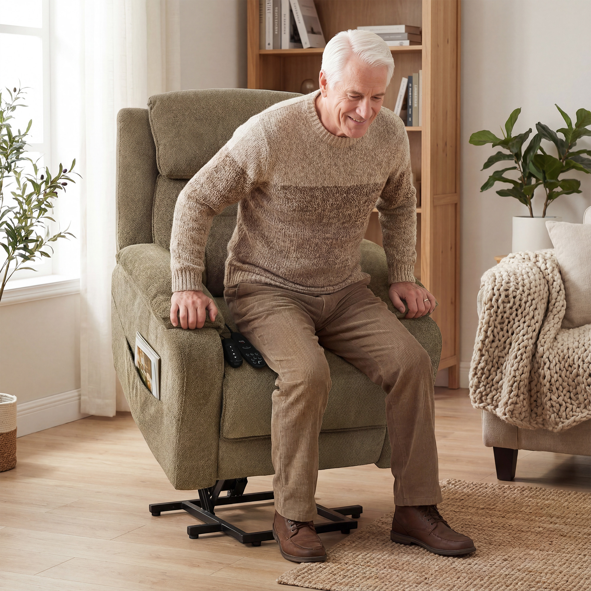 HOMCOM Power Recliner Chair with Massage, Electric Lift Chair for Elderly with Side Pockets, 2 Memory Positions, Remote, Brown Aosom Canada