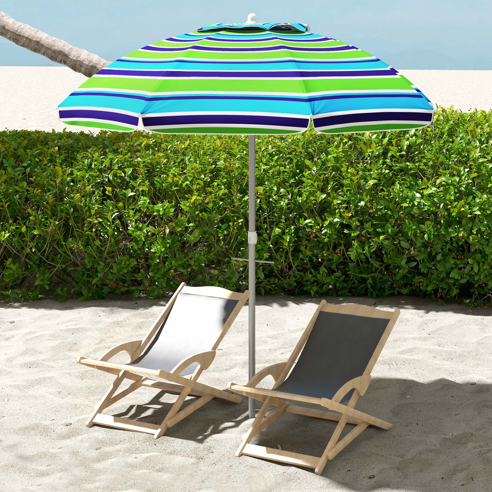 Outsunny Portable Shade: Travel Beach Umbrella 6ft with Sand Anchor, Tilt UV Protection, Multicolor Design Aosom Canada