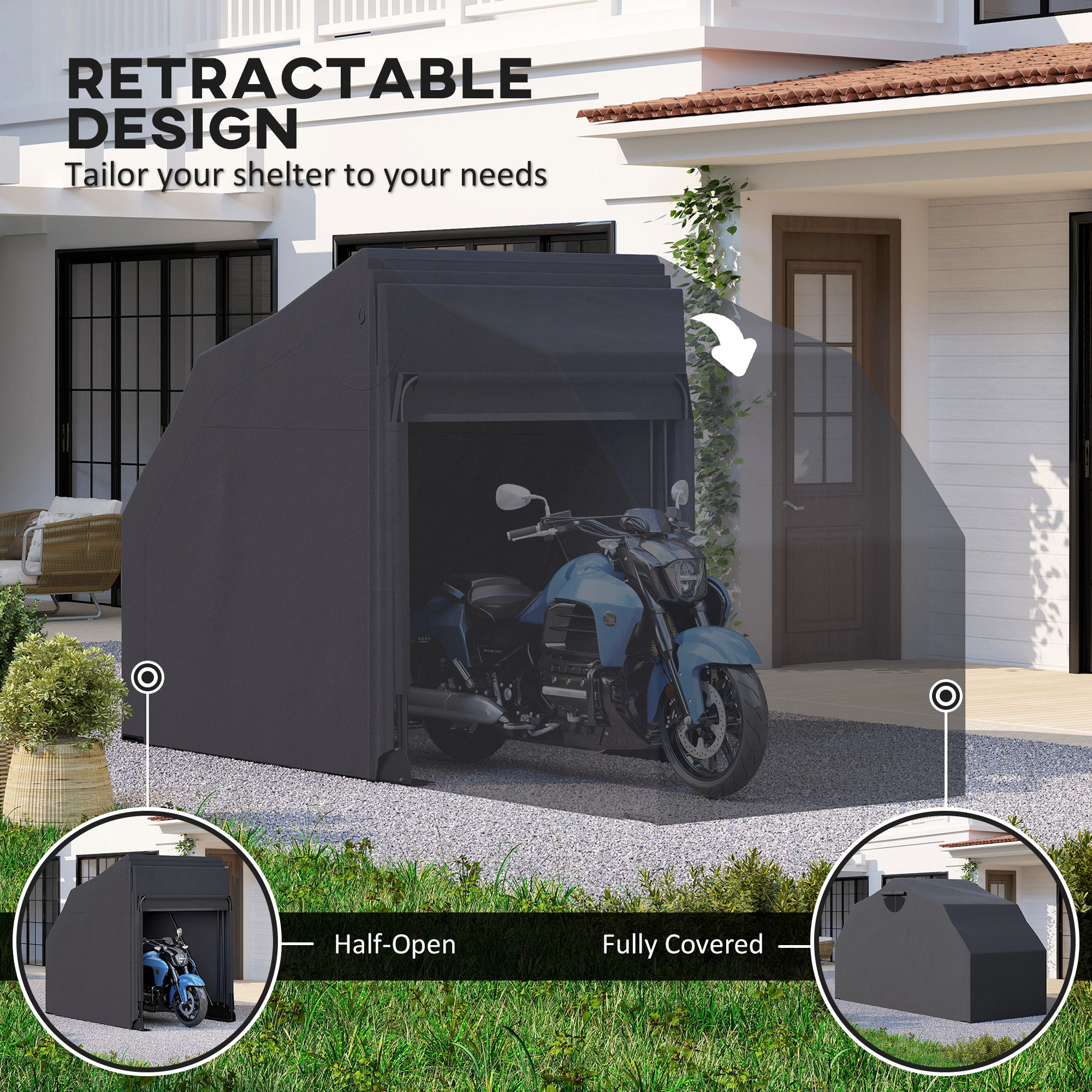 Outsunny Motorcycle Shelter, Waterproof Motorcycle Cover Tent with