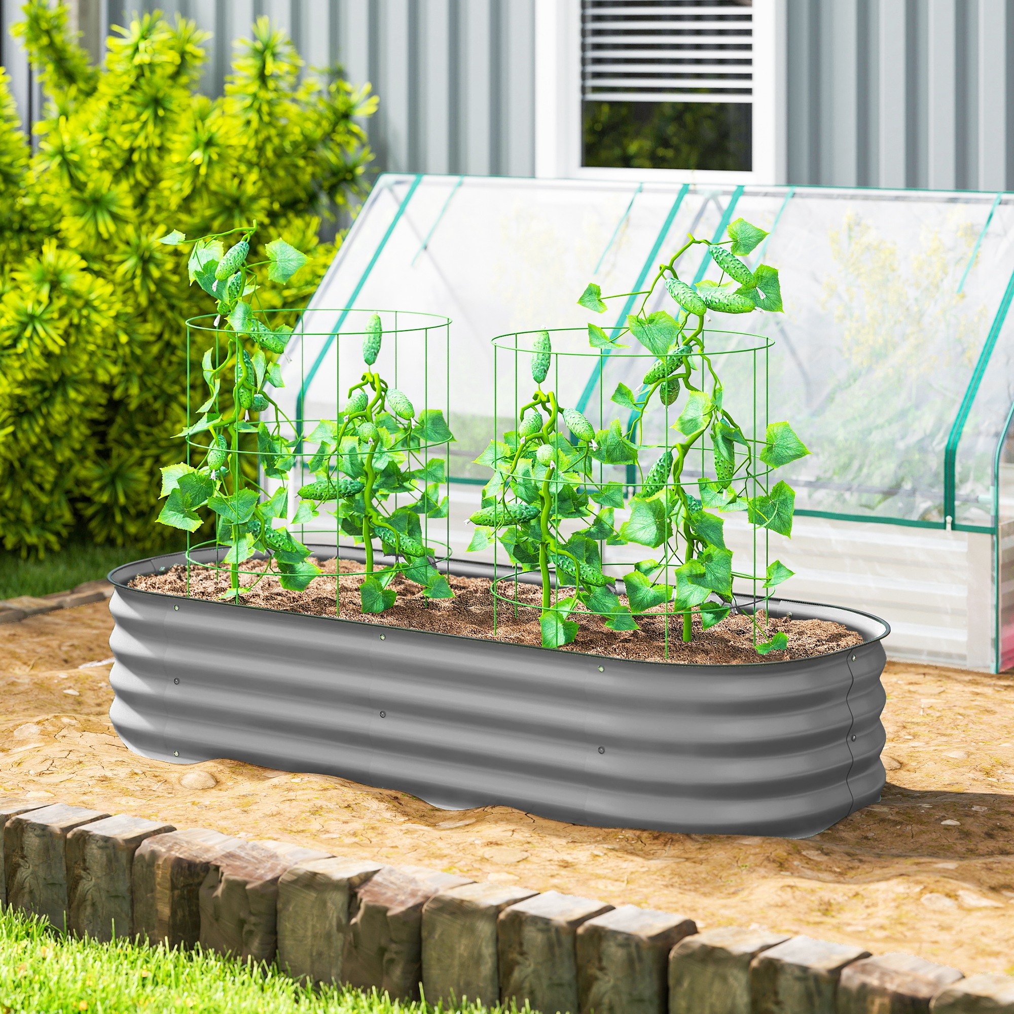 Outsunny Galvanized Raised Garden Bed Kit 4.9x2x1ft, Metal Planter Box with Safety Edging, Durable Outdoor Gardening Solution, Silver Aosom Canada