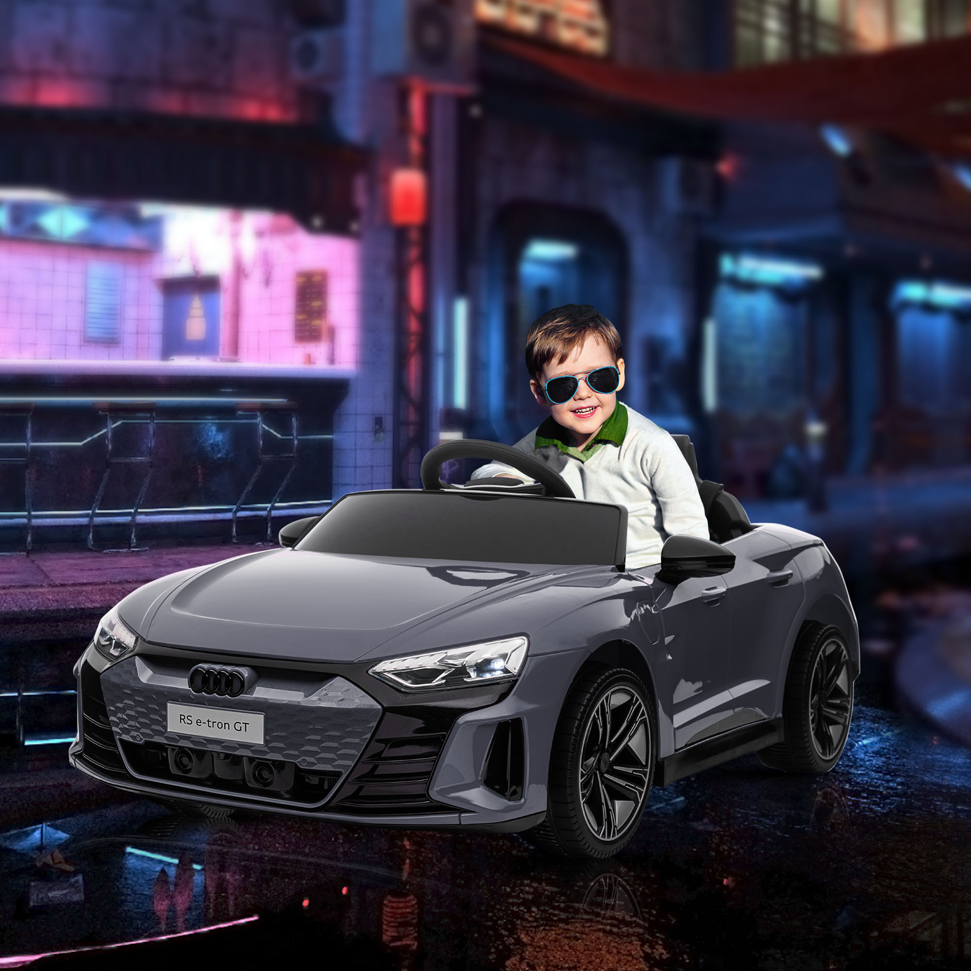 Aosom Ride-On Toy On Car with Remote Control, 12V 3.1 MPH Electric Ride for Kids w/ Suspension System, Horn Honking, Grey Aosom Canada