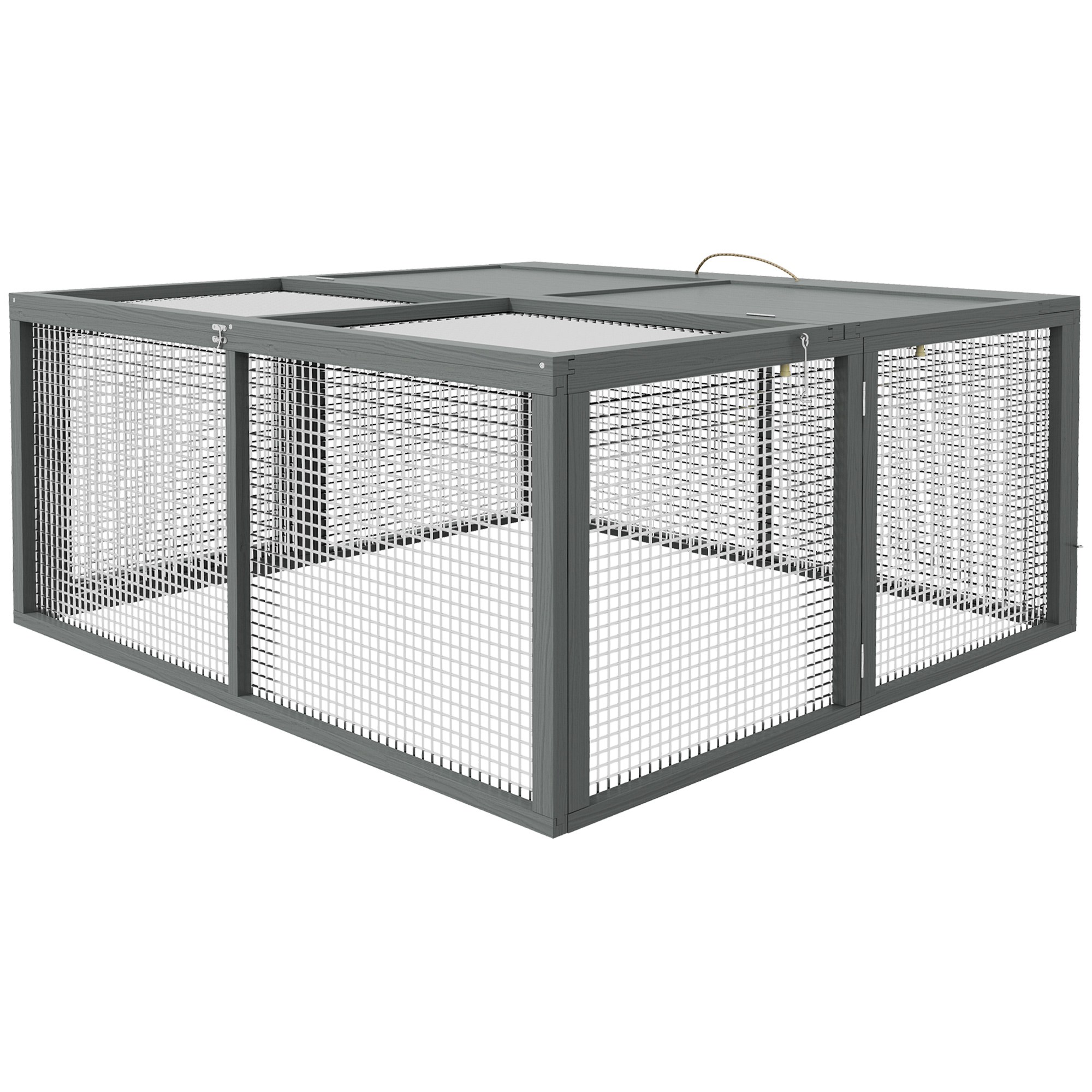 PawHut PawHut Wooden Folding Rabbit Hutch, for 2-3 Rabbits - Gray - $93.99 at Aosom US