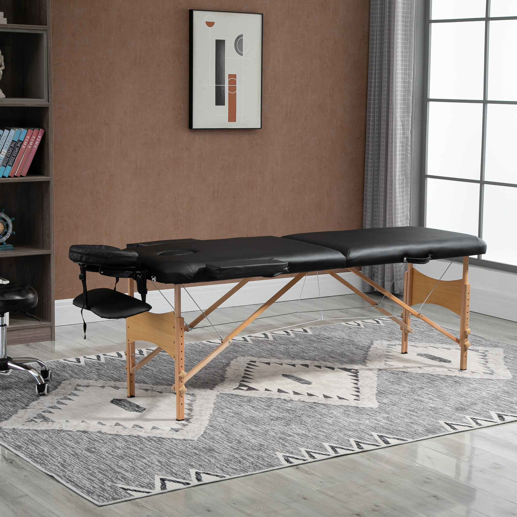 HOMCOM Professional 72" Portable Massage Table Adjustable Height Foldable Facial Spa Bed Black Color Salon Aosom Canada