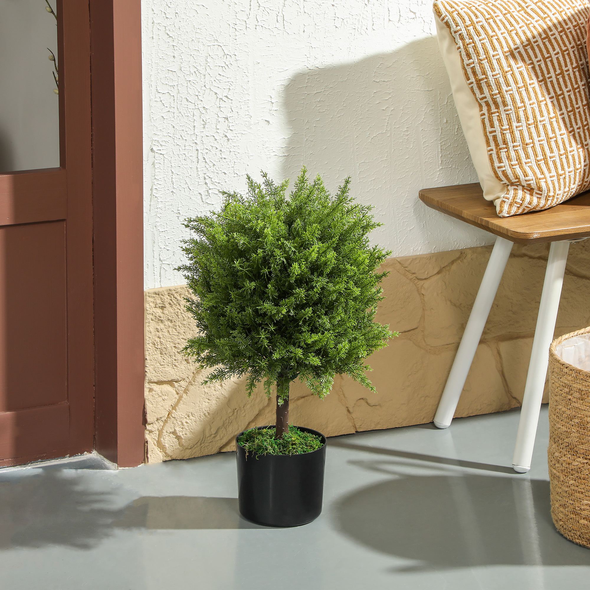HOMCOM Decorative Artificial Plants, Cedar Topiary Trees in Pots, Fake Plants for Home Indoor outdoor Decor, Green Aosom Canada