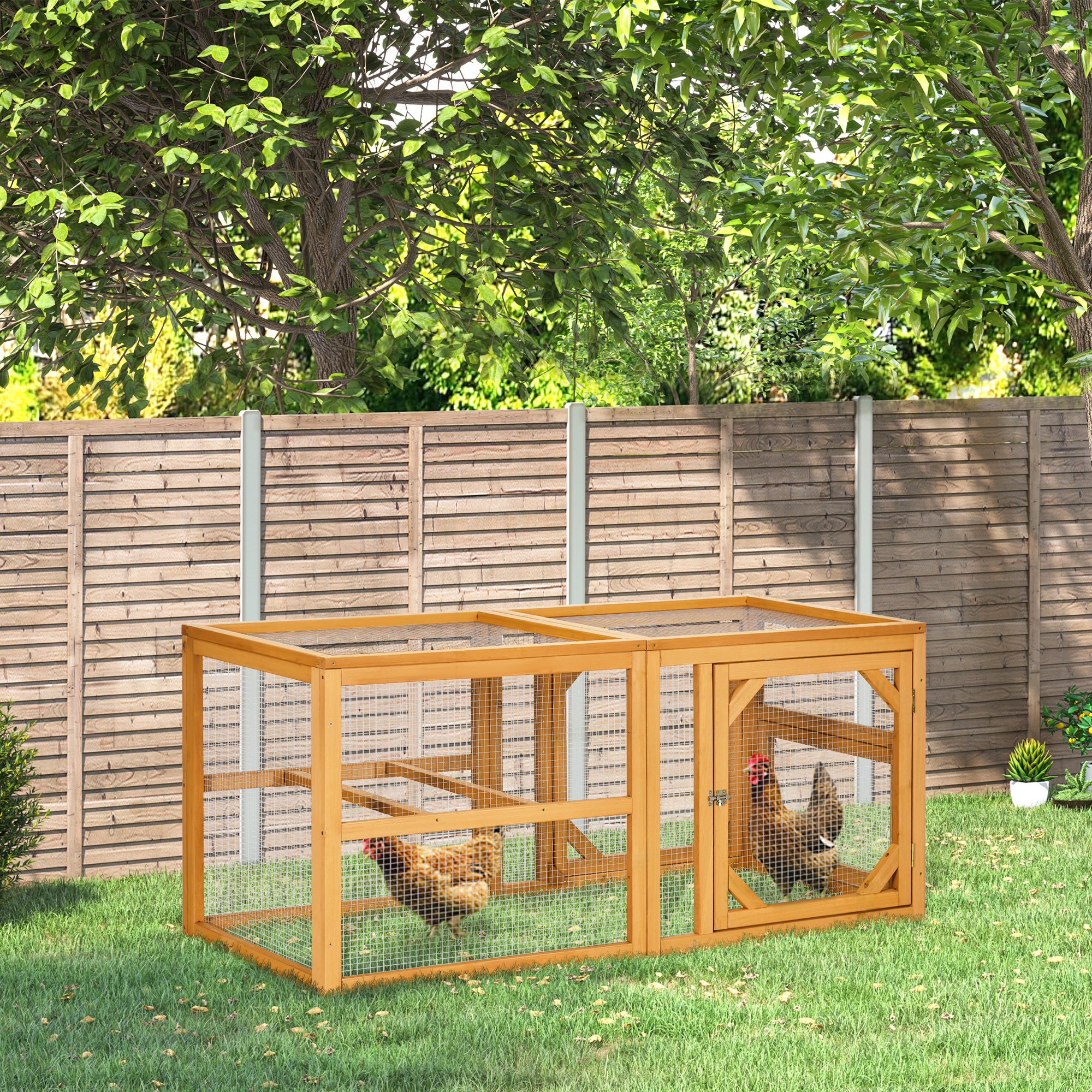 PawHut 55" Wooden Chicken Coop Extension Outdoor with Roosting Bars, Combinable Design, Orange Aosom Canada