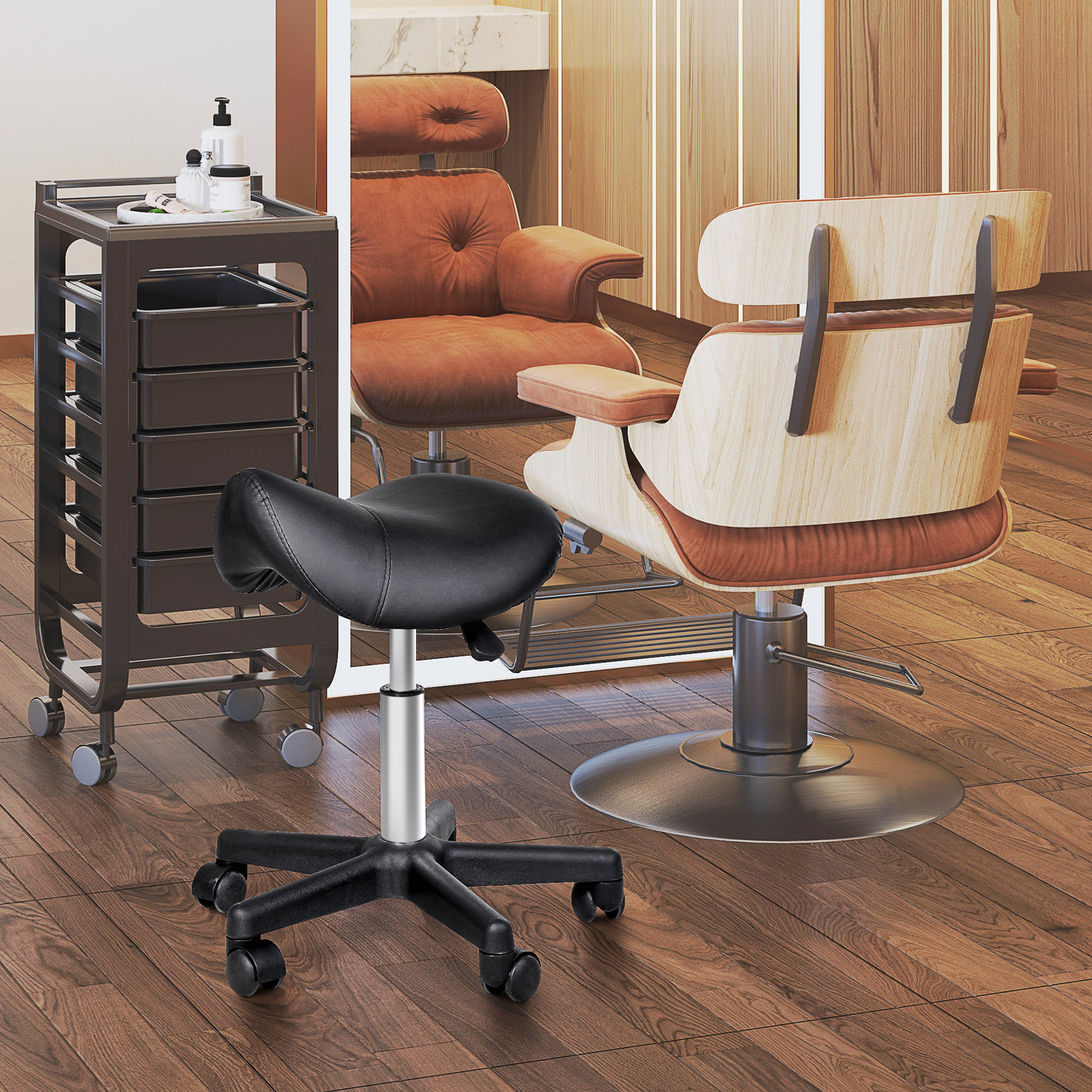 HOMCOM Hydraulic Swivel Salon Stool Adjustable Massage Facial Spa Beauty Saddle Chair Black Aosom Canada