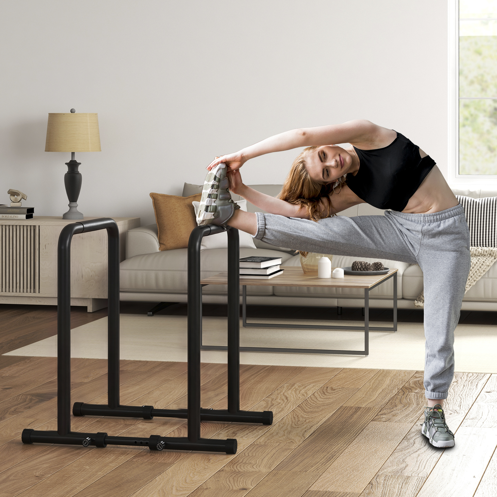 Soozier Adjustable Dip Station, Push Up Bars with 6 Width and 2 Height Levels for Home Gym Fitness Workout Aosom Canada