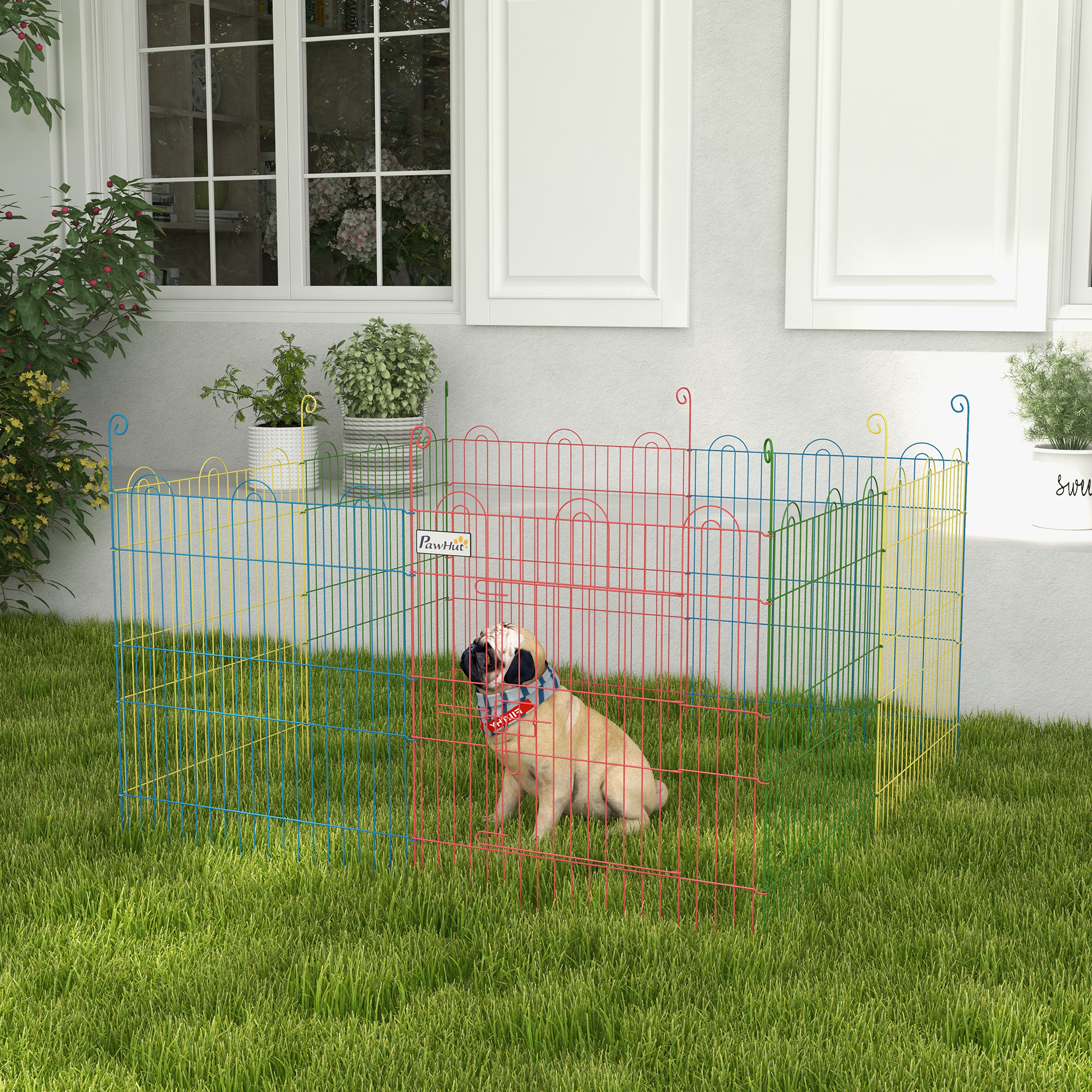 PawHut Metal Pet Playpen Portable Octagon Dog Exercise Fence Multi-colored Aosom Canada