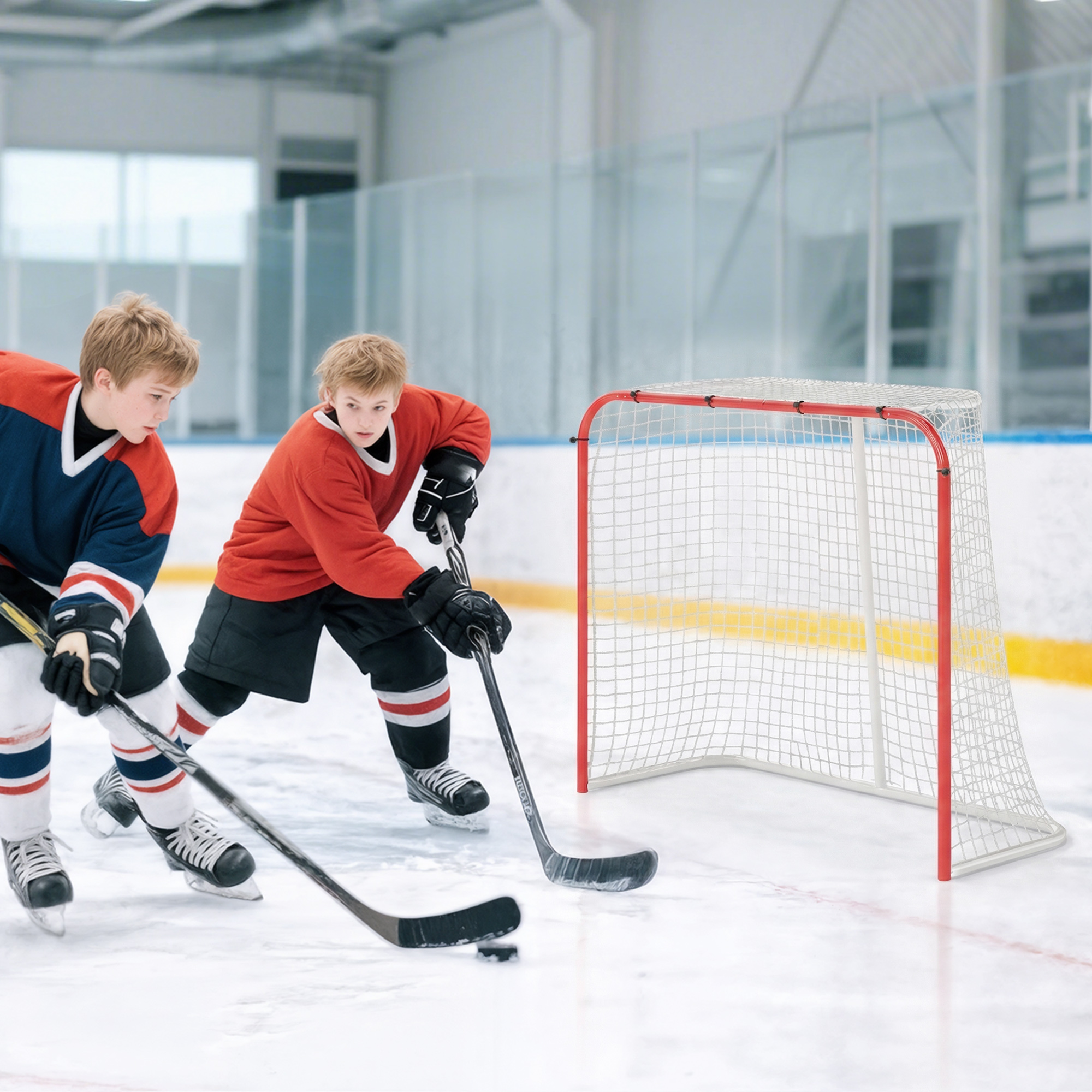 Soozier Hockey Net, Easy Set Up Hockey Goal with Steel Frame, PE Mesh, Outdoor Hockey Training Equipment for Garden, Backyard Aosom Canada