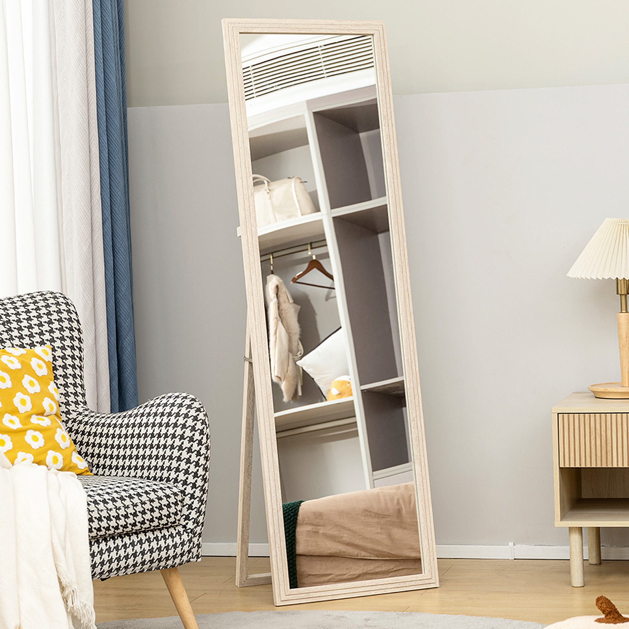 HOMCOM 64" x 21" Full Length Mirror, Standing, Wall-Mounted or Leaning Against Wall, for Bedroom, Living Room, White Aosom Canada