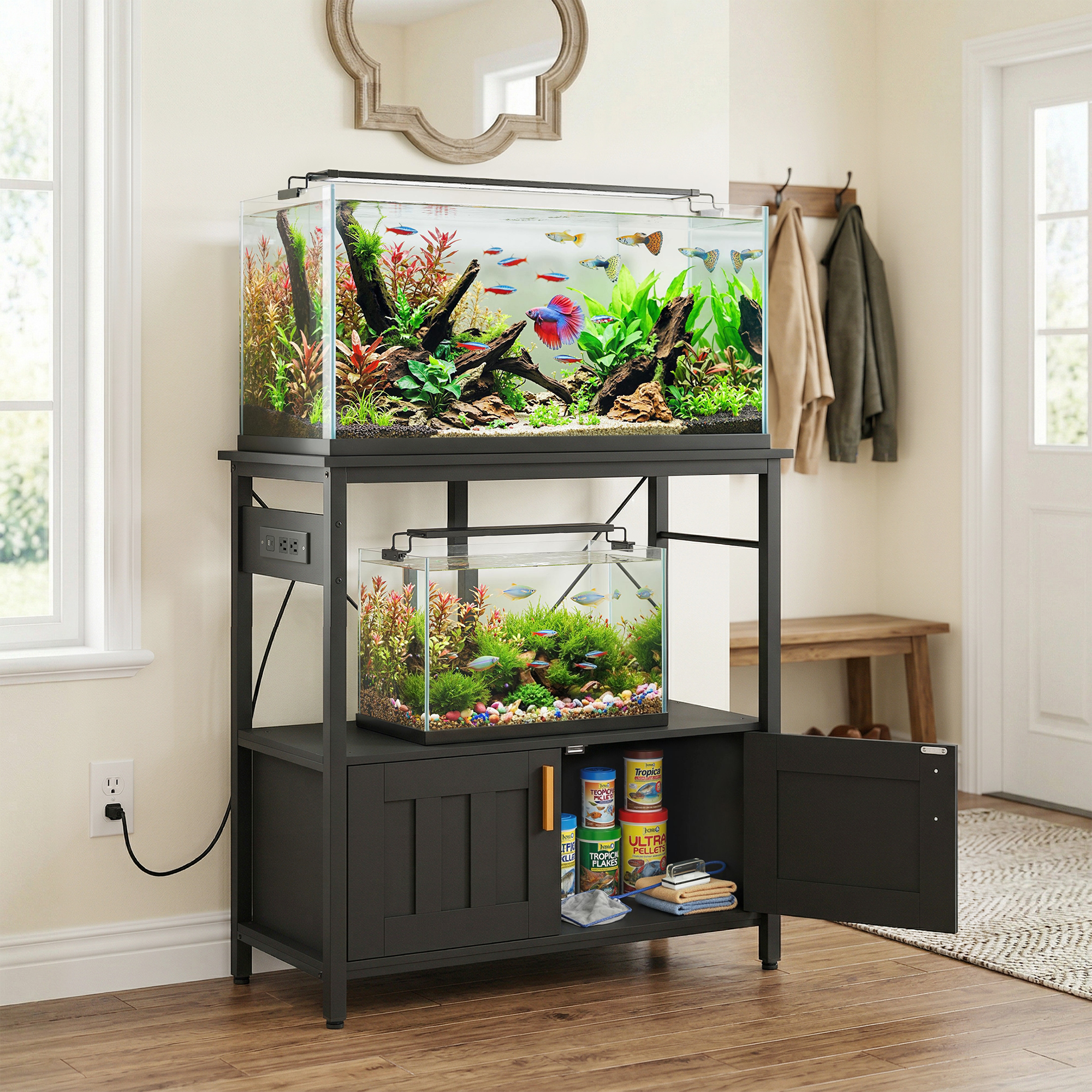 PawHut 20-29 Gallon Fish Tank Stand Aquarium Stand 330 LBS Capacity for Home, Office, 30.7" x 15.7" x 31.9", Black Aosom Canada