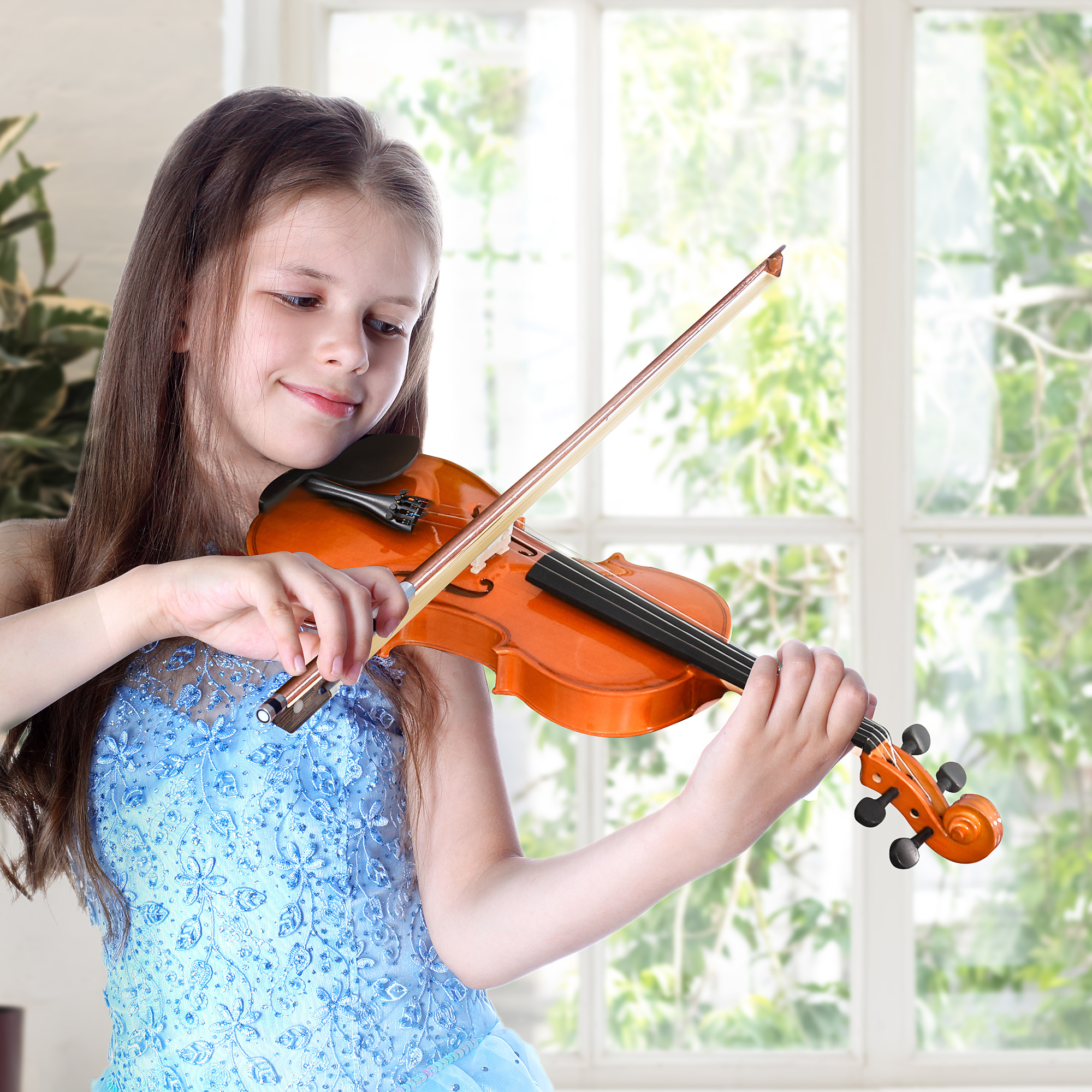 HOMCOM Full Size 4/4 Violin Set Maple Wood with Accessories Storage Box Orange Aosom Canada