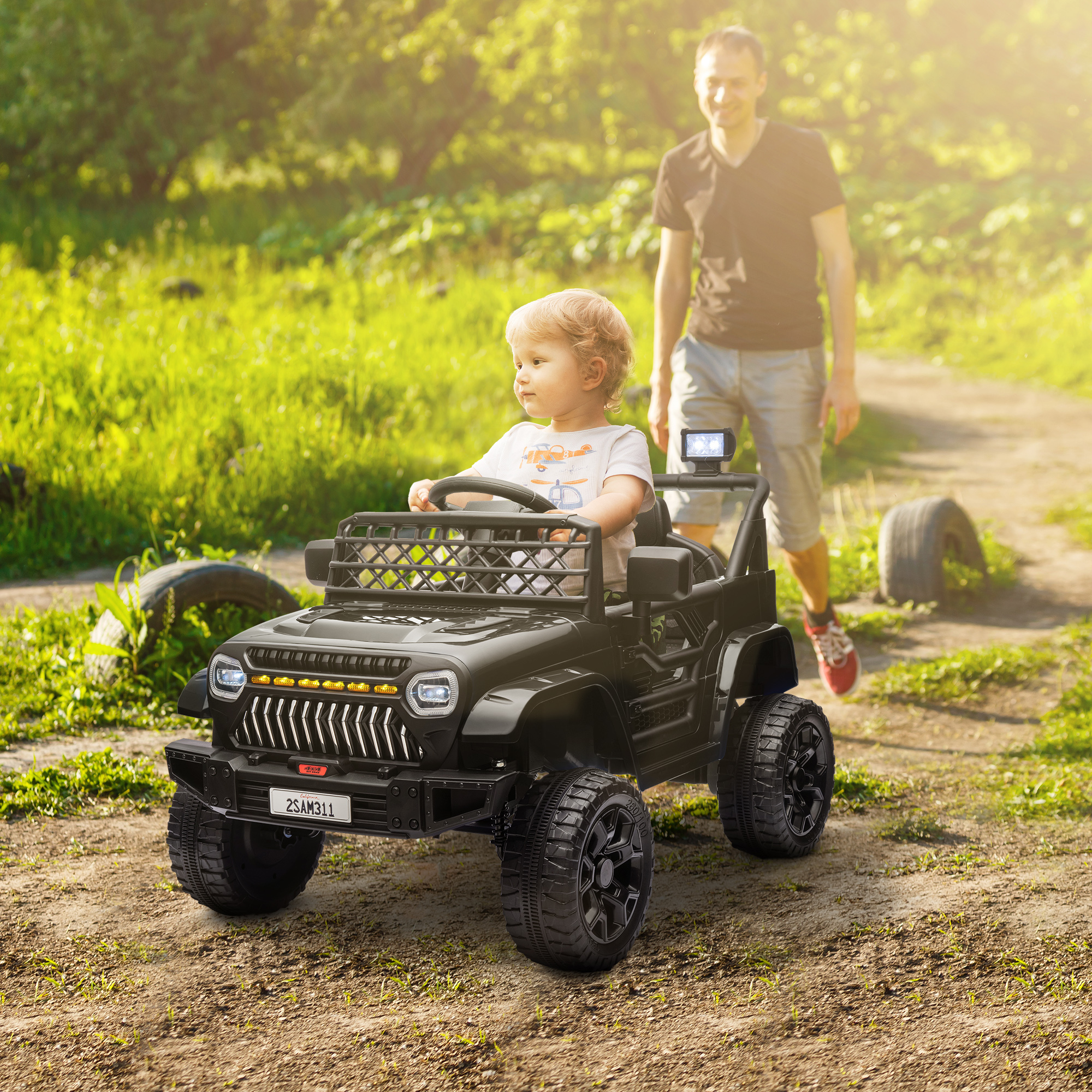 Qaba 12V Ride on Truck, Electric Car for Kids with Remote Control, Suspension, 3 Speeds, USB Music Headlights, Black Aosom Canada