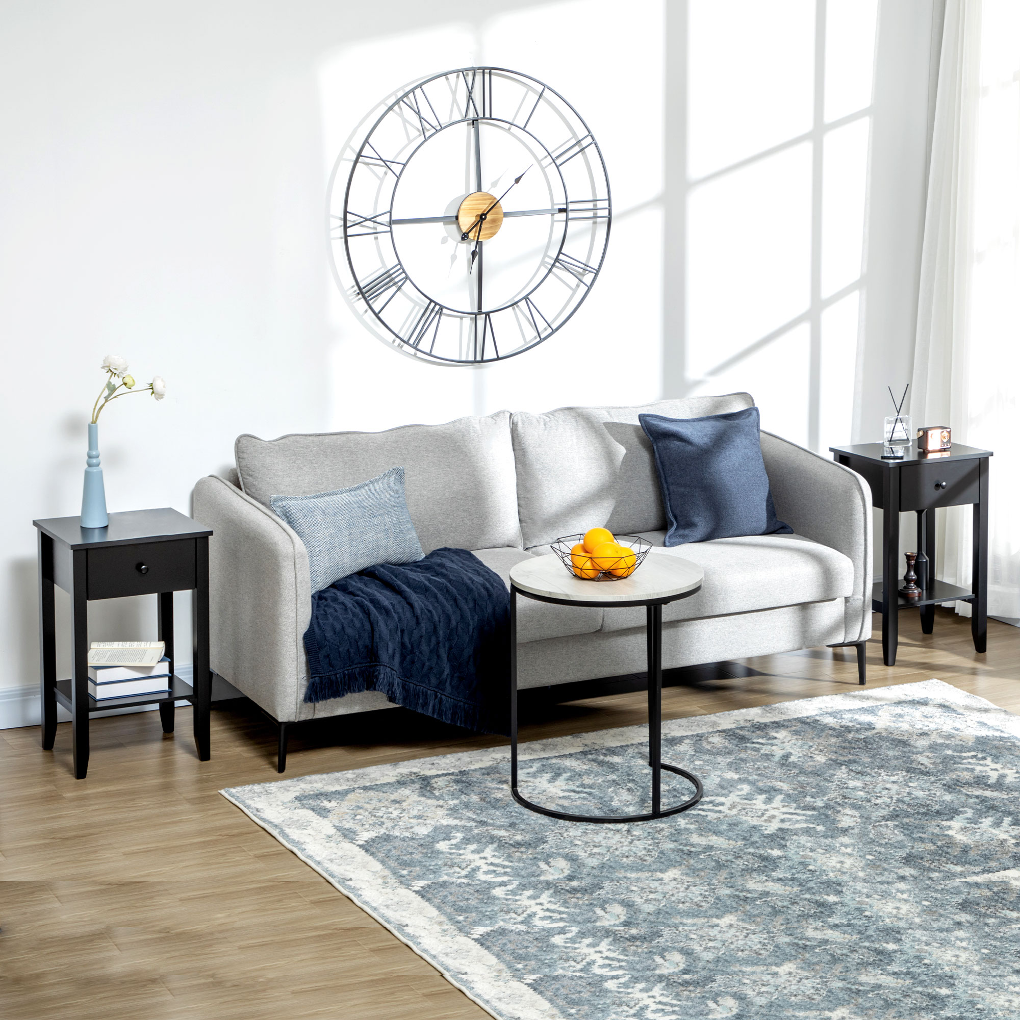 HOMCOM Side Table Modern 2 Tier End Table with Smooth Glide Drawer and Lower Shelf for Living Room Black Aosom Canada