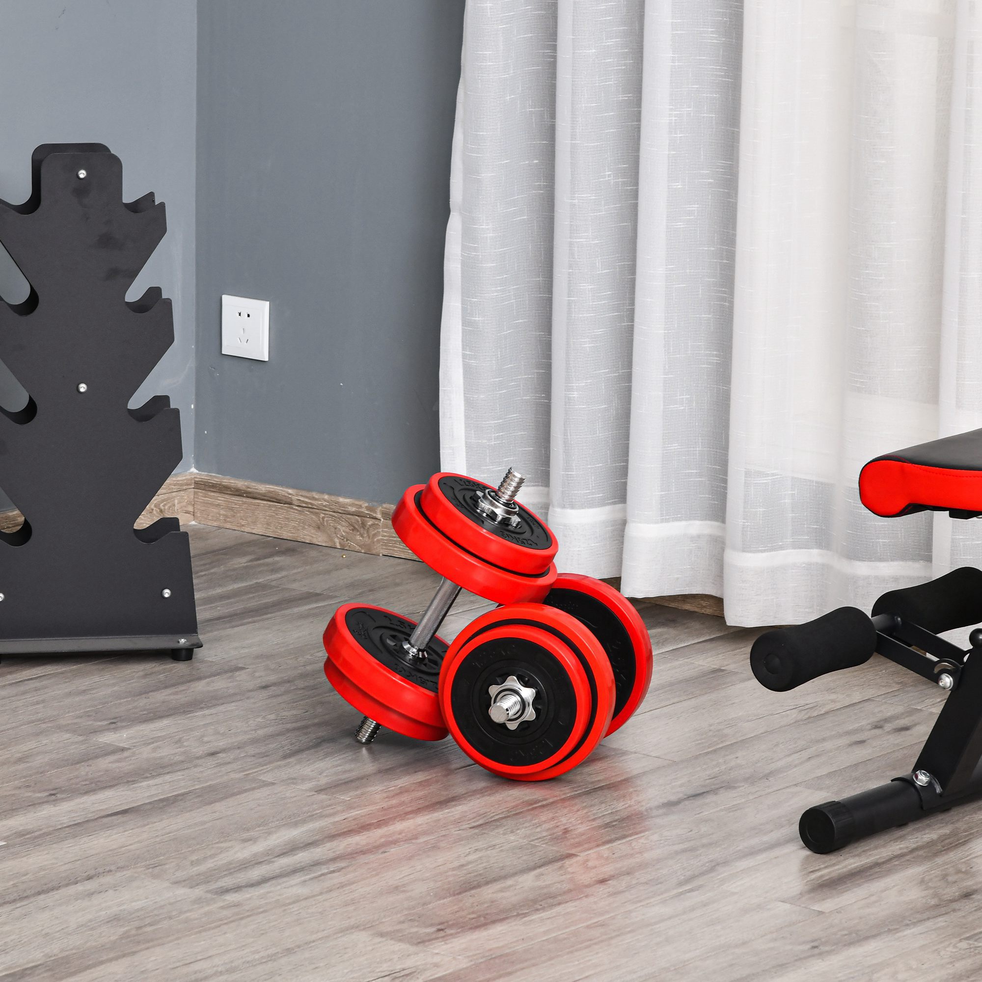 Soozier Adjustable Dumbbell Set: 44lbs Barbell with Weight Plates & Bar for Muscle Building & Home Gym Exercises Aosom Canada