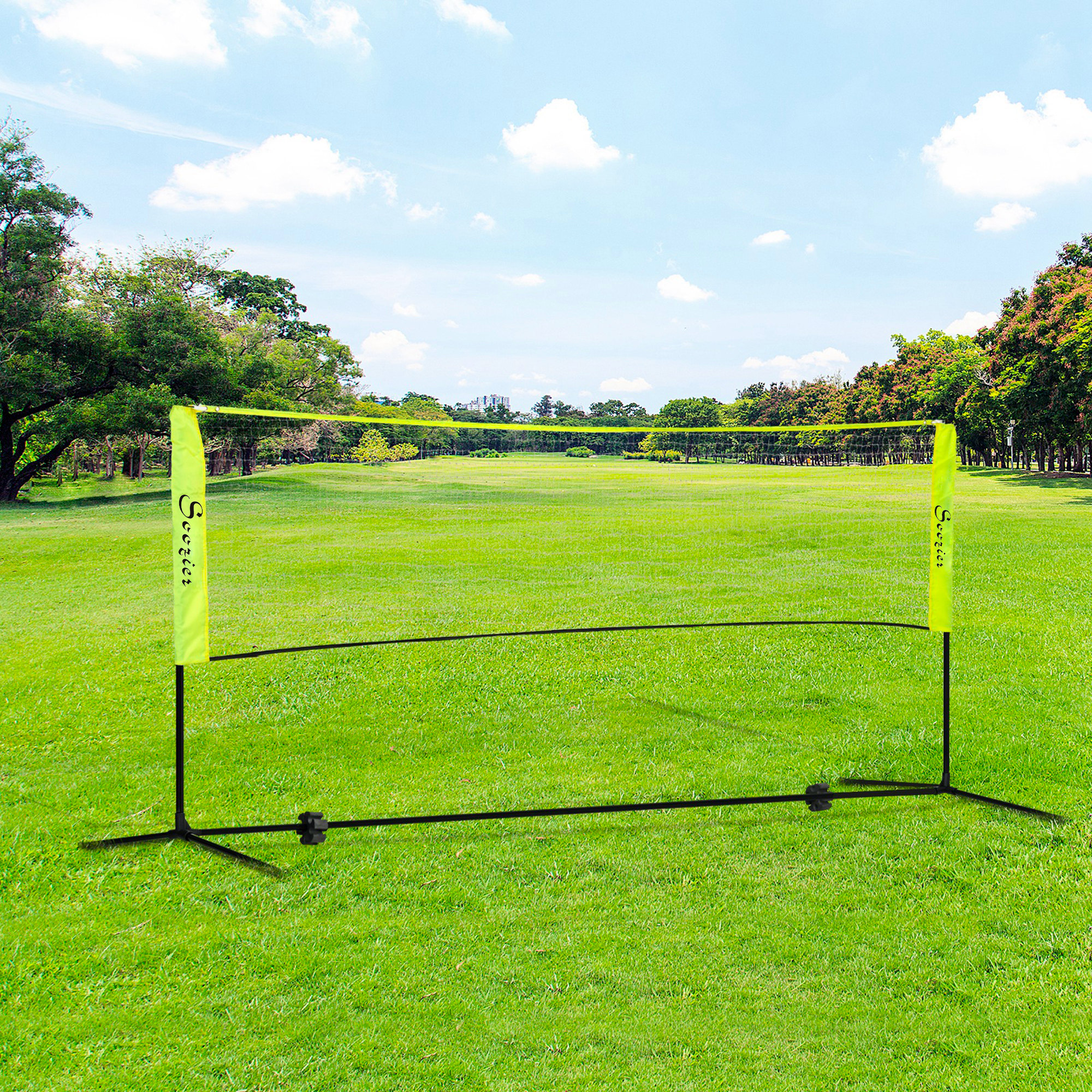 Soozier 10ft Badminton Net, Height Adjustable Outdoor Sports Net with Carry Bag, for Tennis, Pickleball and Volleyball, Yellow Aosom Canada